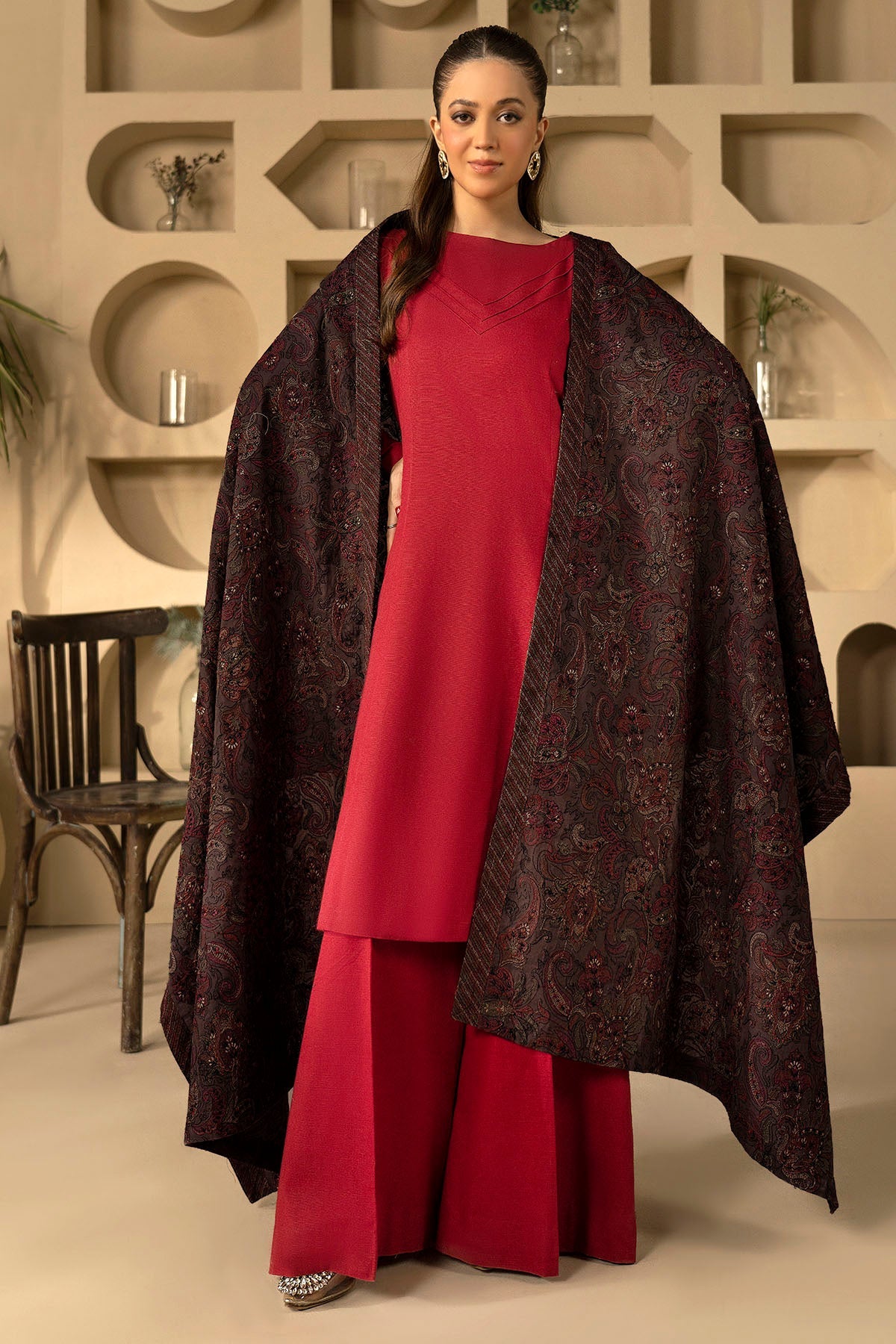 4920-HANAN EMBROIDERED KHADDAR SHAWL