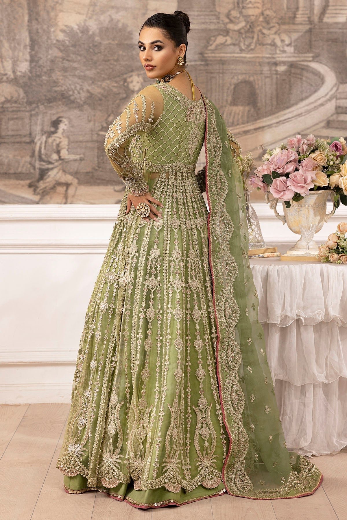 4933-IYARA EMBROIDERED SILK NET STITCHED