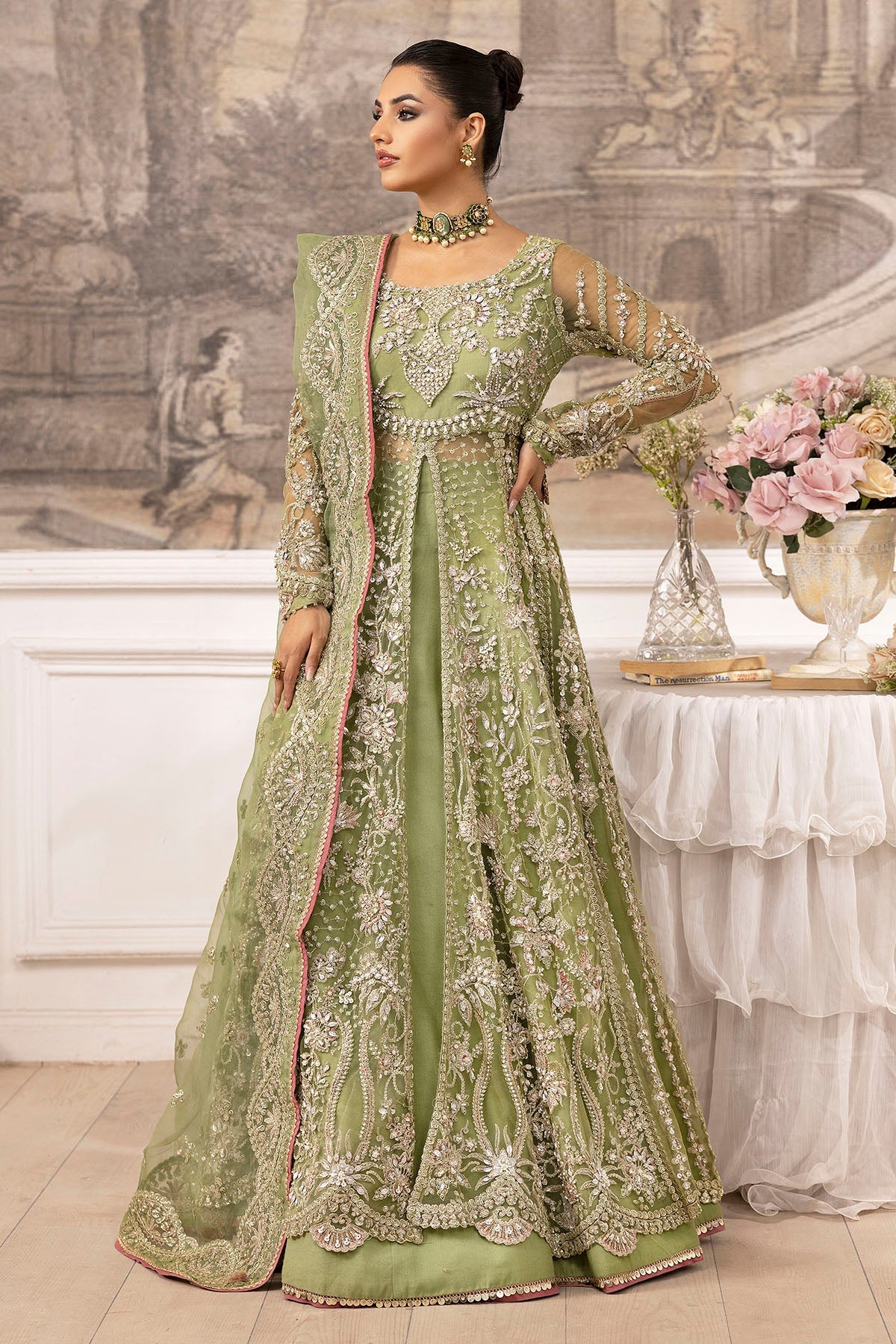 4933-IYARA EMBROIDERED SILK NET STITCHED