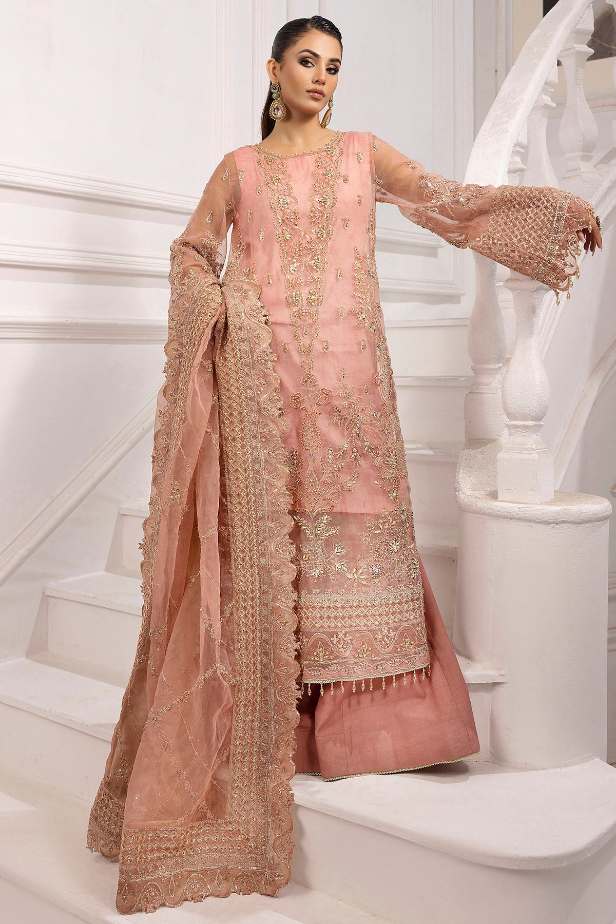 4934-ABSHAR EMBROIDERED ORGANZA STITCHED
