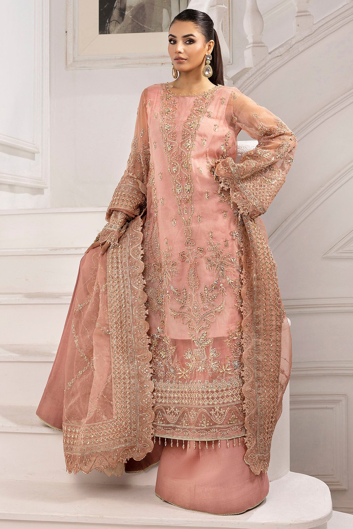 4934-ABSHAR EMBROIDERED ORGANZA STITCHED