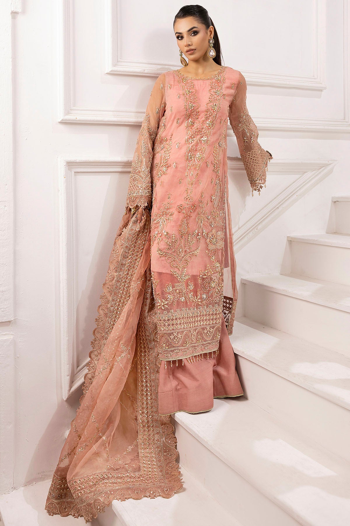 4934-ABSHAR EMBROIDERED ORGANZA STITCHED