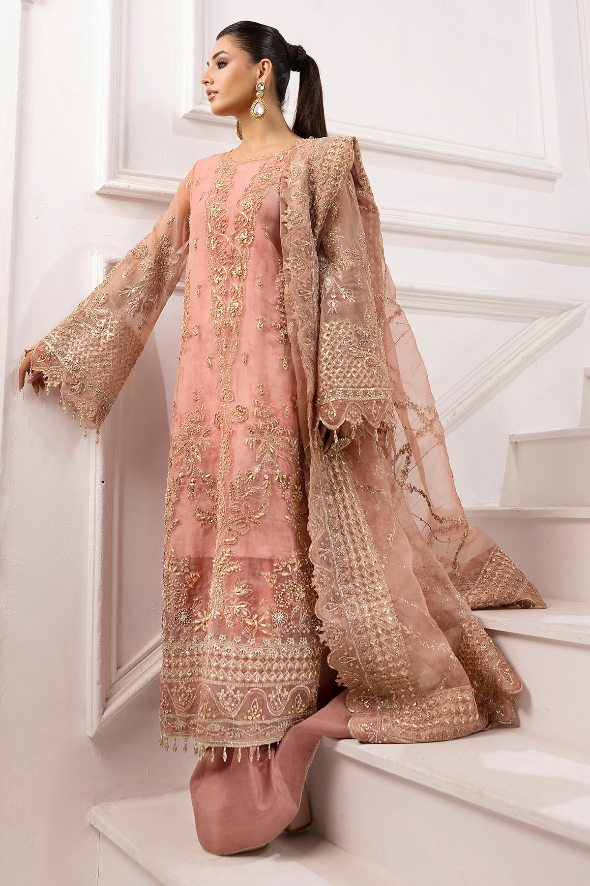 4934-ABSHAR EMBROIDERED ORGANZA UNSTITCHED