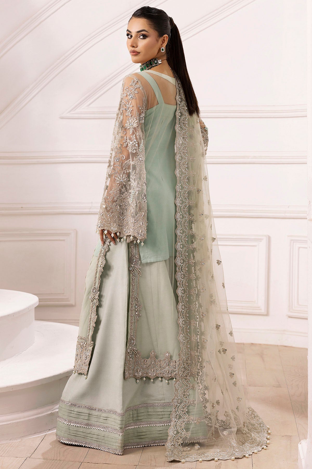 4936-JANAN EMBROIDERED SILK NET STITCHED