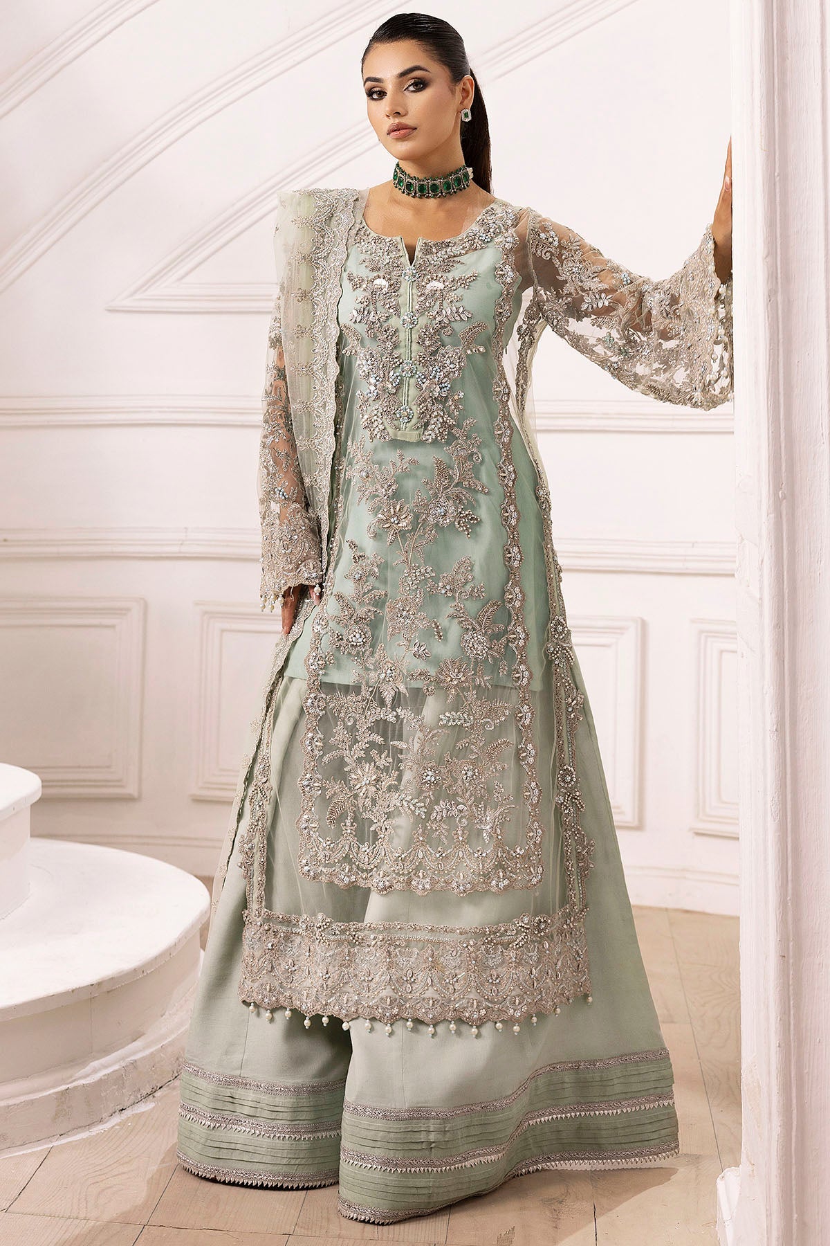 4936-JANAN EMBROIDERED SILK NET STITCHED