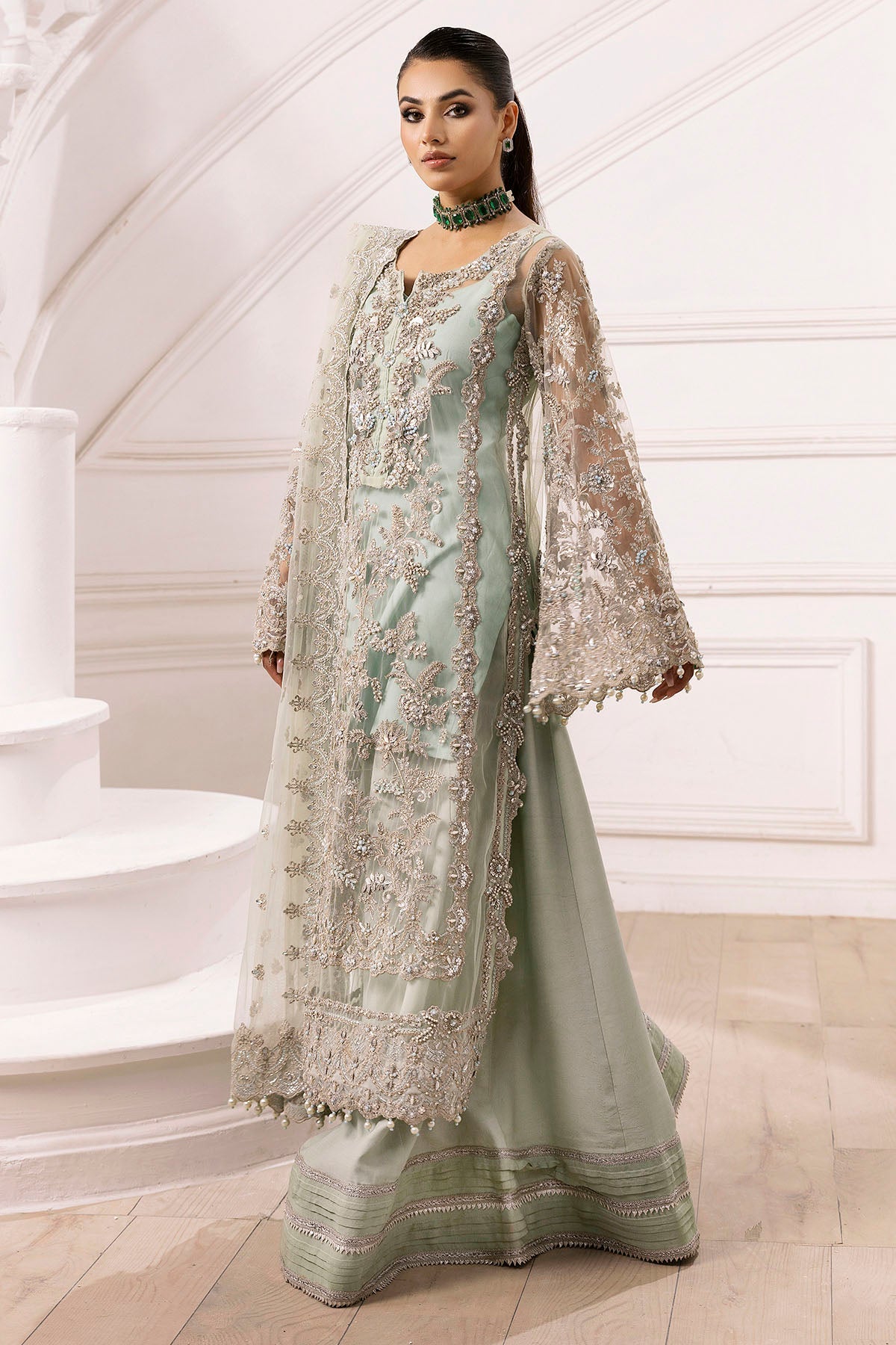 4936-JANAN EMBROIDERED SILK NET STITCHED