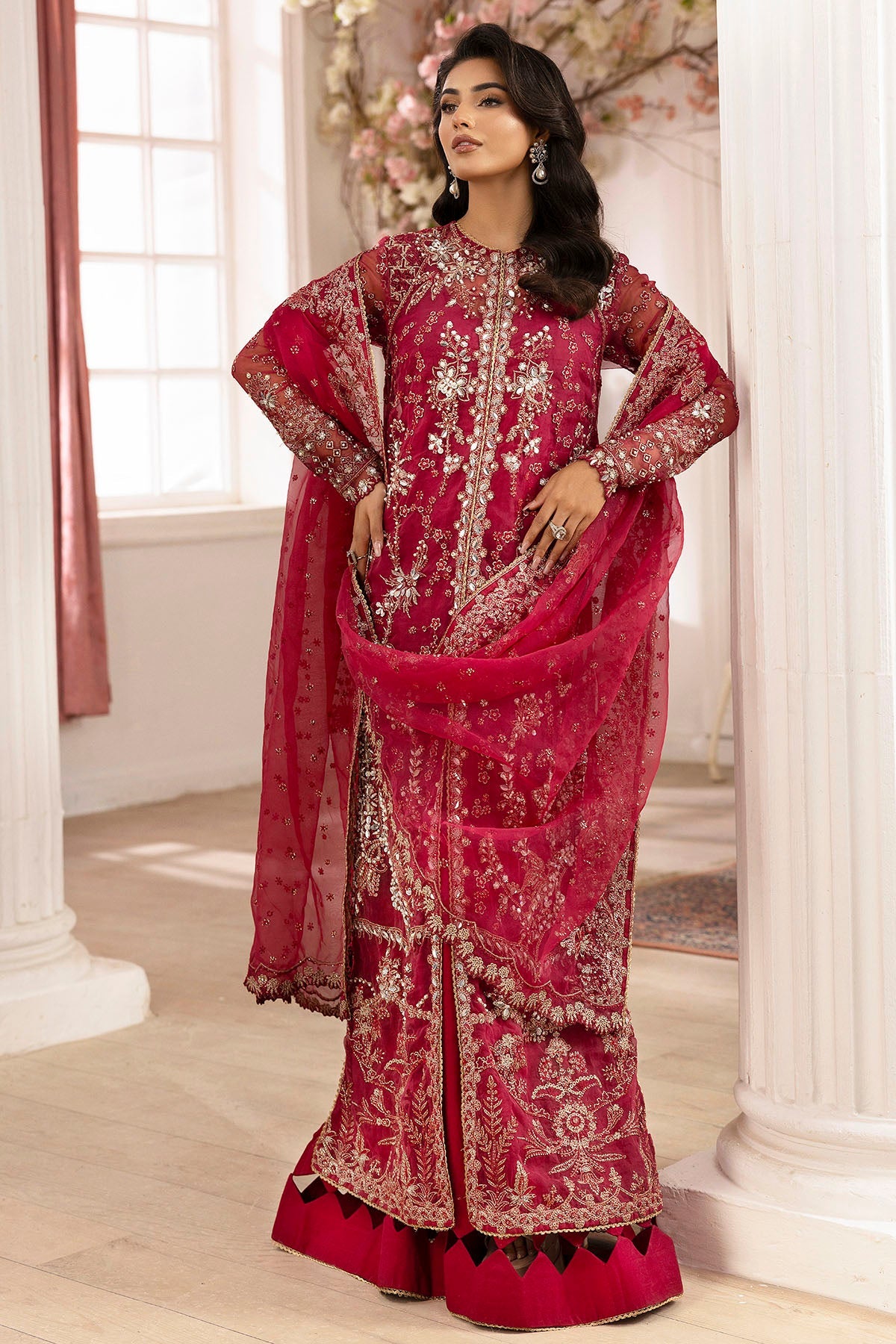4937-HIRAETH EMBROIDERED ORGANZA STITCHED