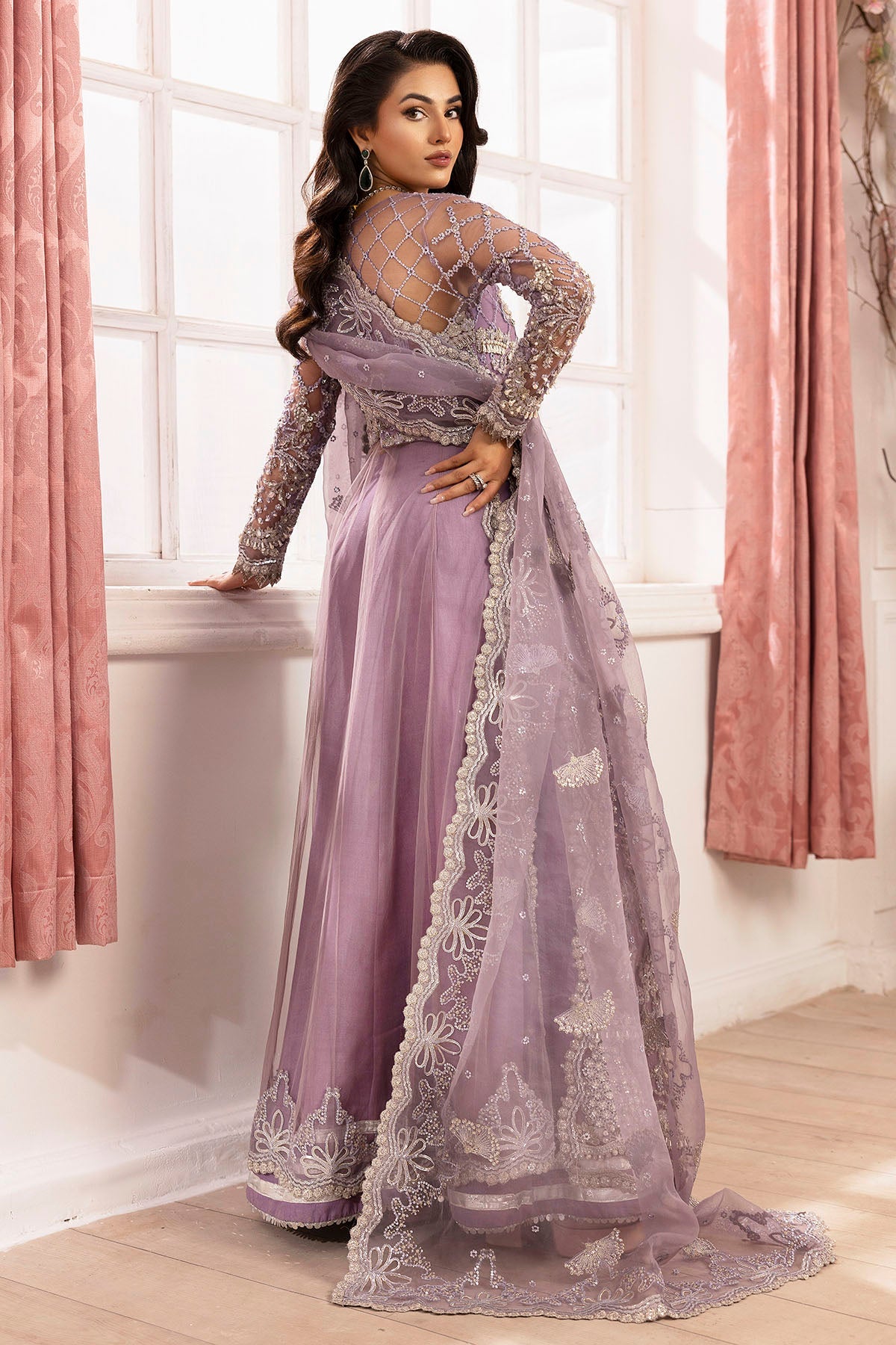 4939-YASHFA EMBROIDERED SILK NET STITCHED