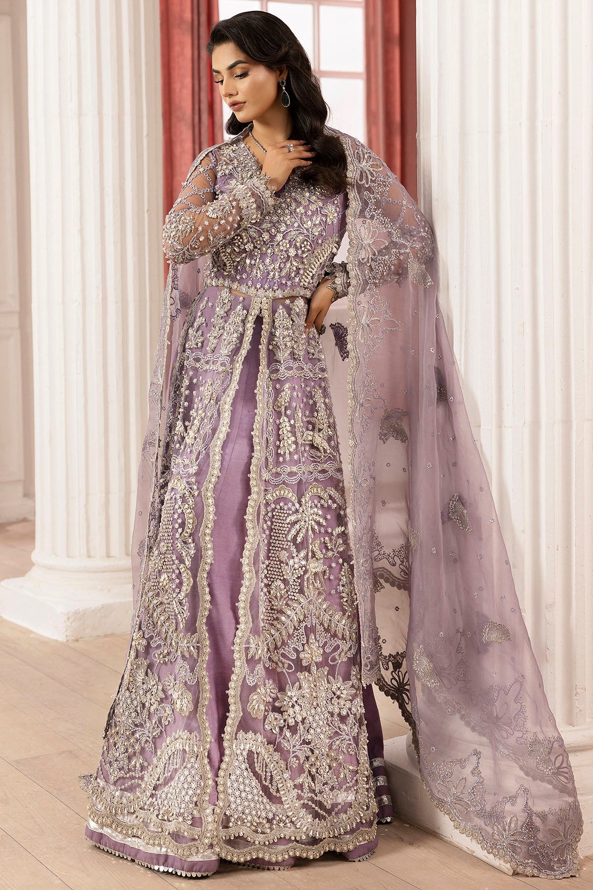 4939-YASHFA EMBROIDERED SILK NET STITCHED