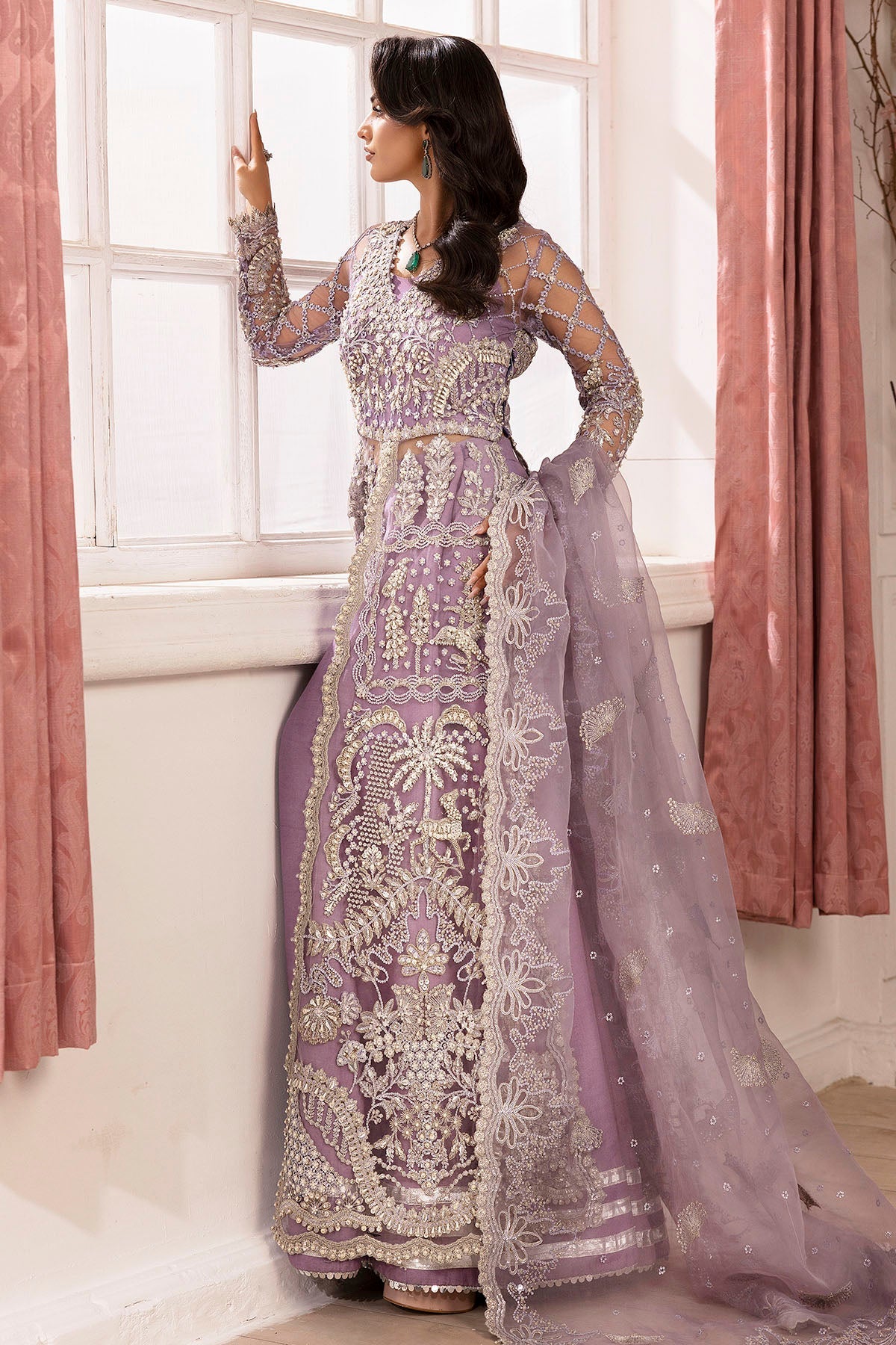 4939-YASHFA EMBROIDERED SILK NET STITCHED