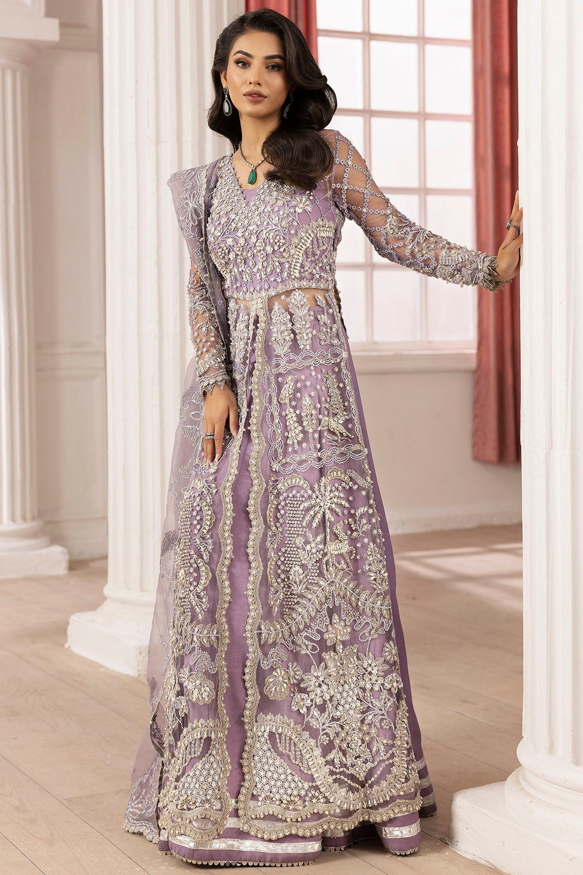 4939-YASHFA EMBROIDERED SILK NET STITCHED