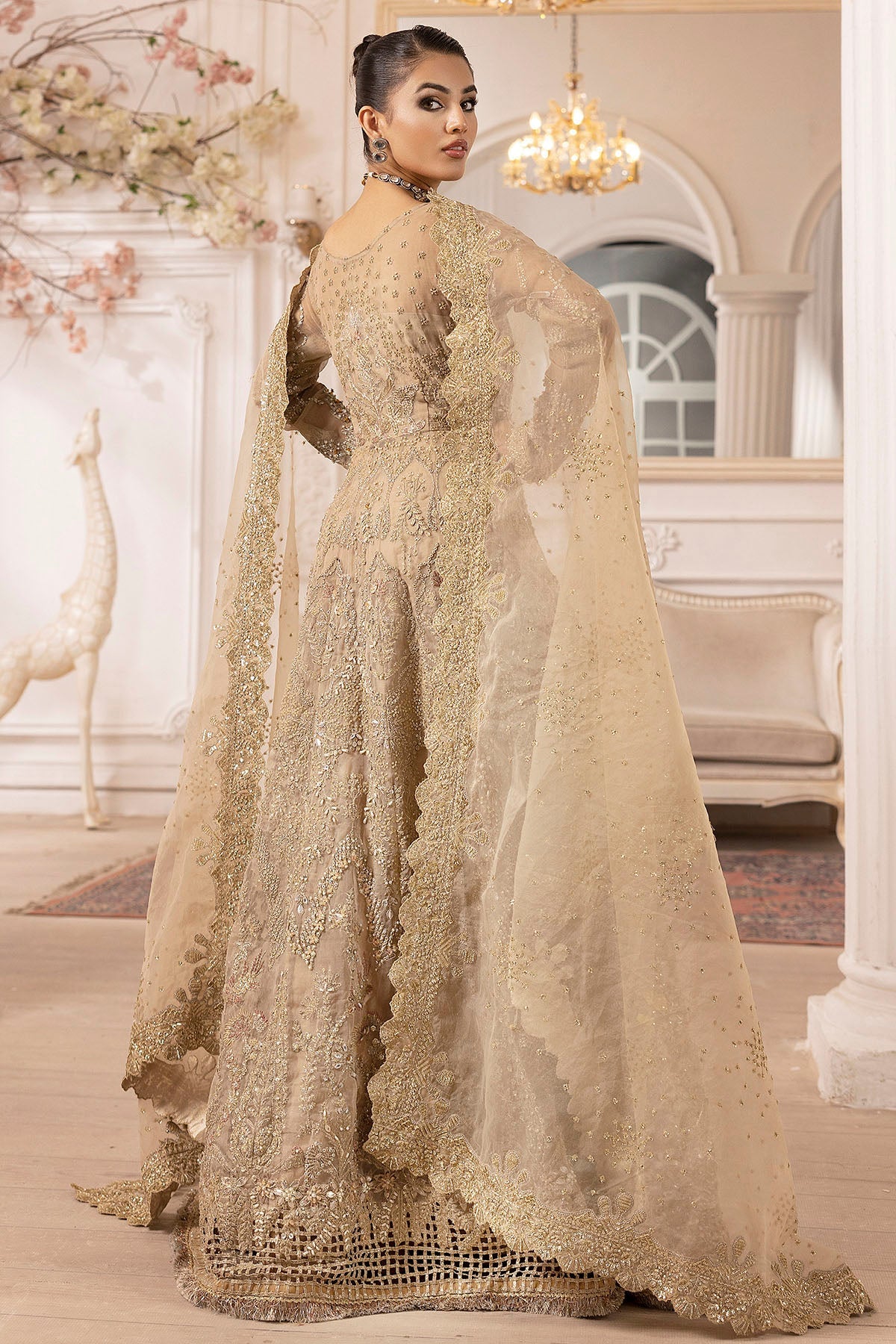 4940-LAIRA EMBROIDERED ORGANZA UNSTITCHED