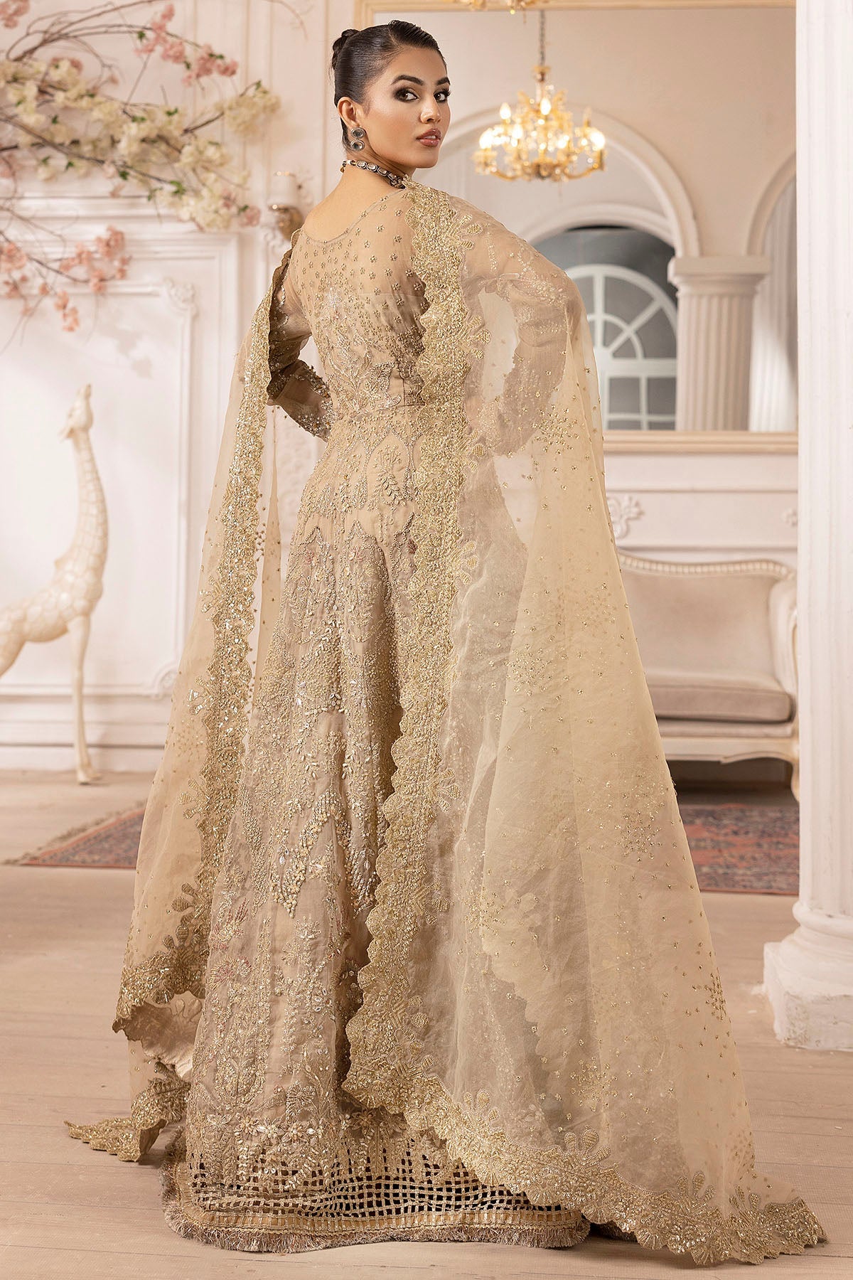4940-LAIRA EMBROIDERED ORGANZA UNSTITCHED