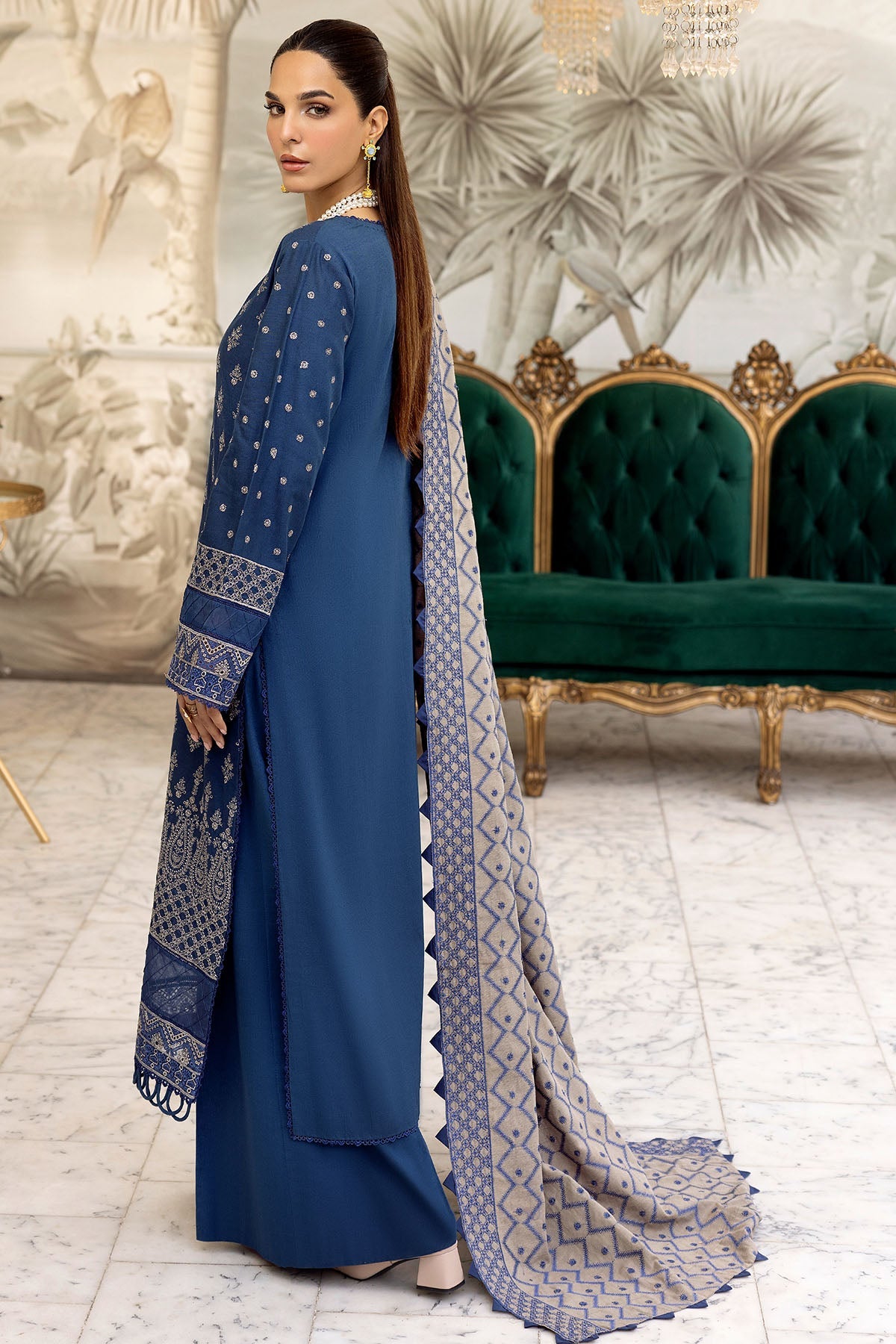 4991-AALAM EMBROIDERED KHADDAR STITCHED