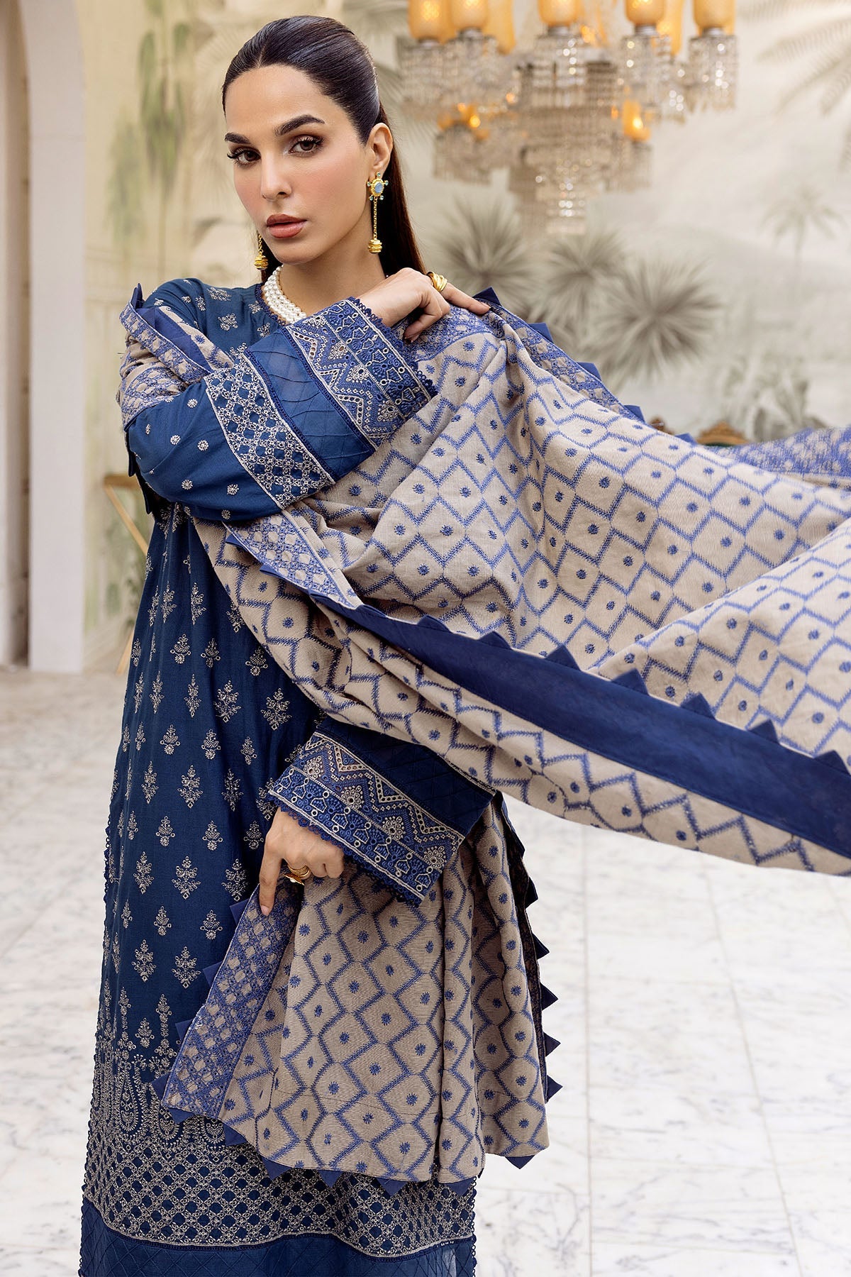 4991-AALAM EMBROIDERED KHADDAR STITCHED
