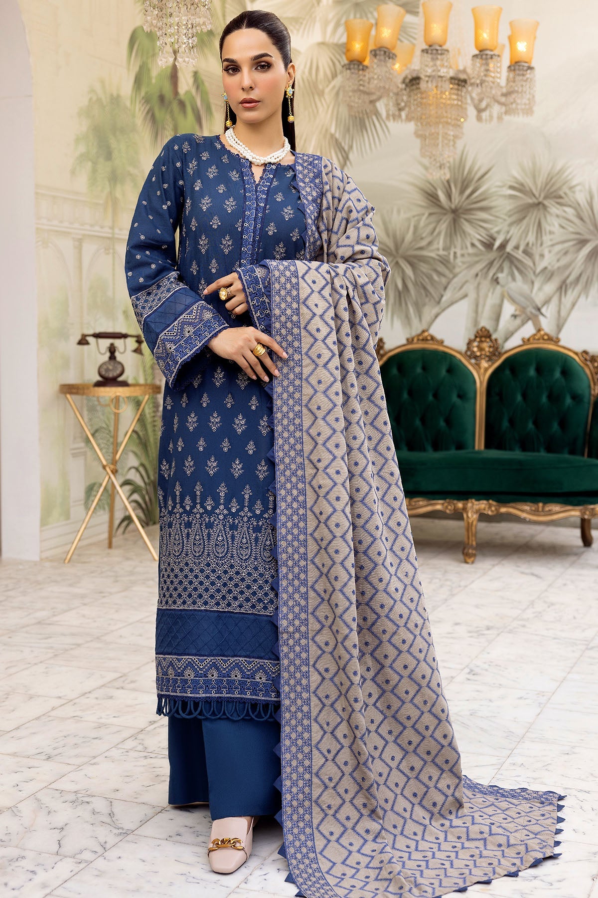 4991-AALAM EMBROIDERED KHADDAR STITCHED