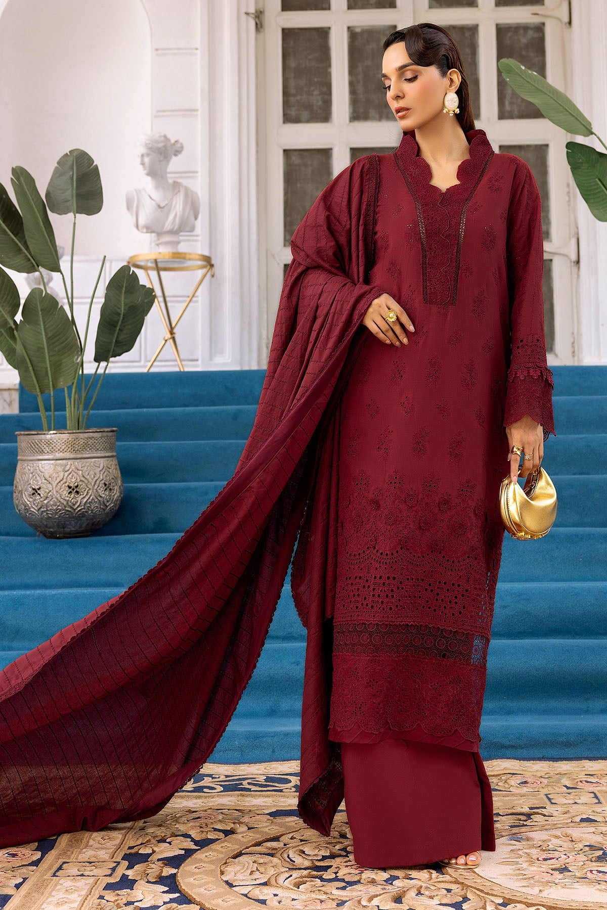4993-NURAL EMBROIDERED KHADDAR STITCHED