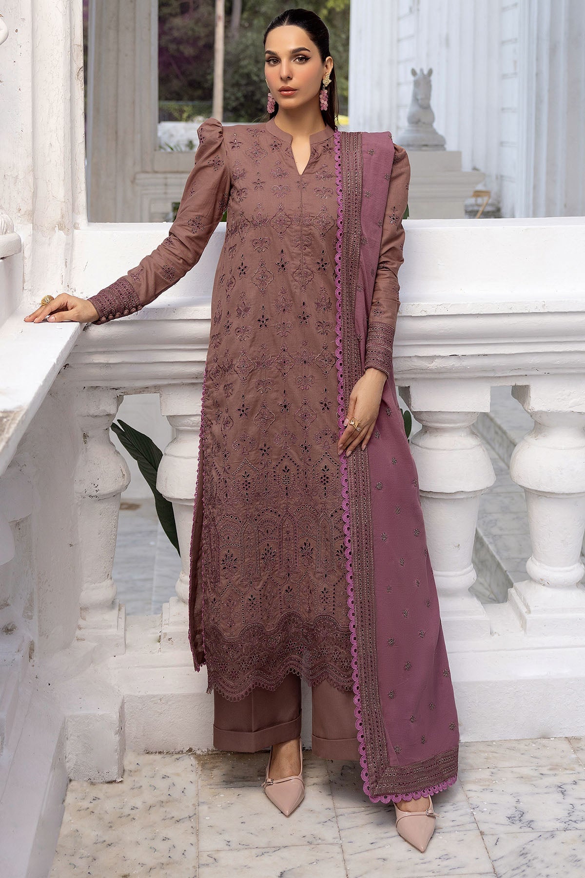 4996-LEISHA EMBROIDERED KHADDAR STITCHED