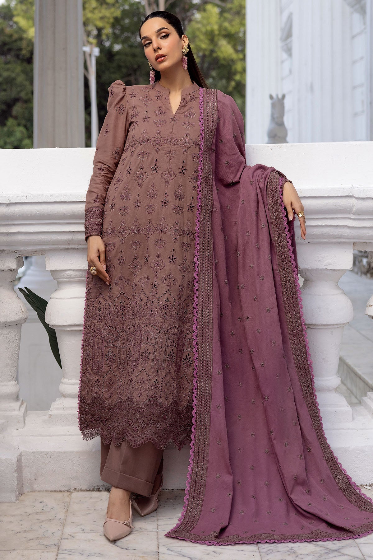 4996-LEISHA EMBROIDERED KHADDAR STITCHED