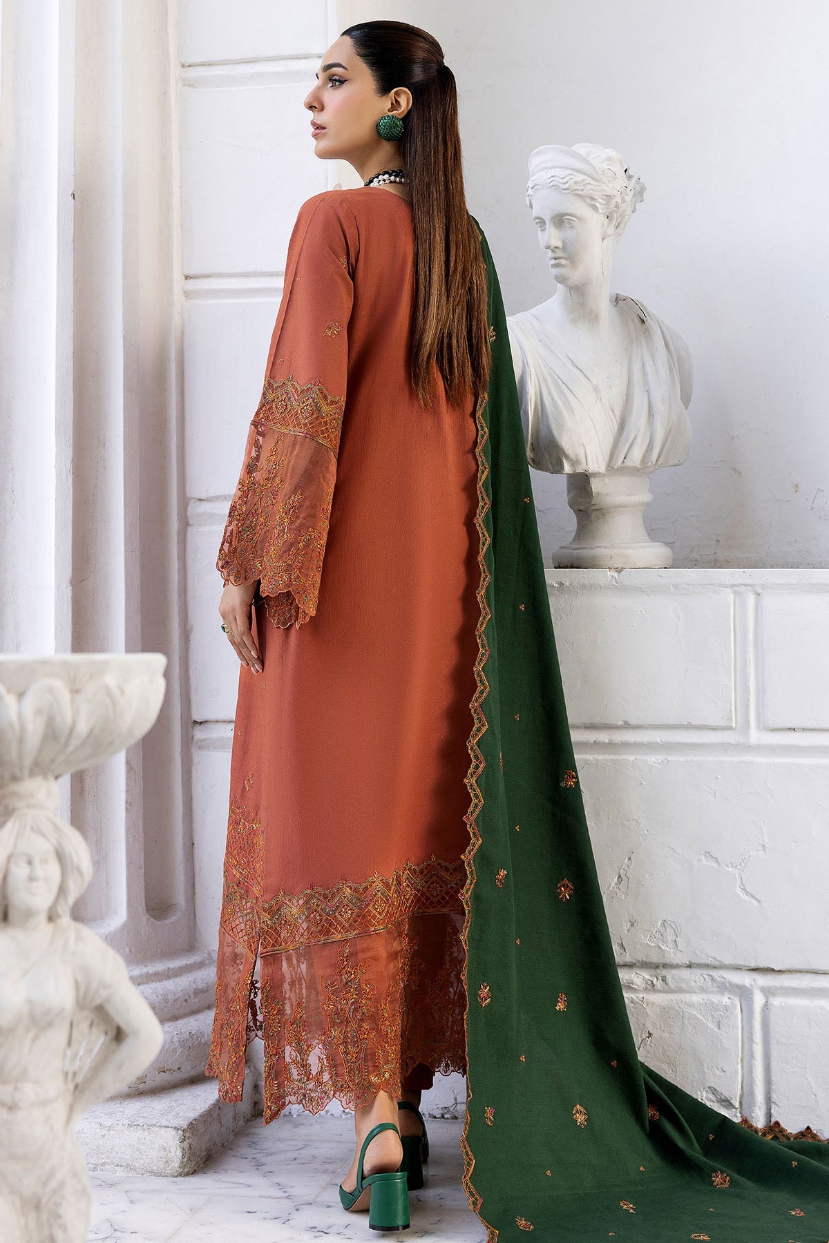 4997-PERISA EMBROIDERED KHADDAR STITCHED