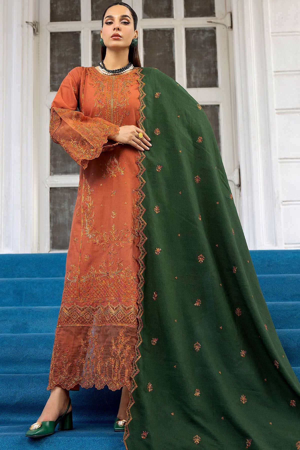 4997-PERISA EMBROIDERED KHADDAR STITCHED