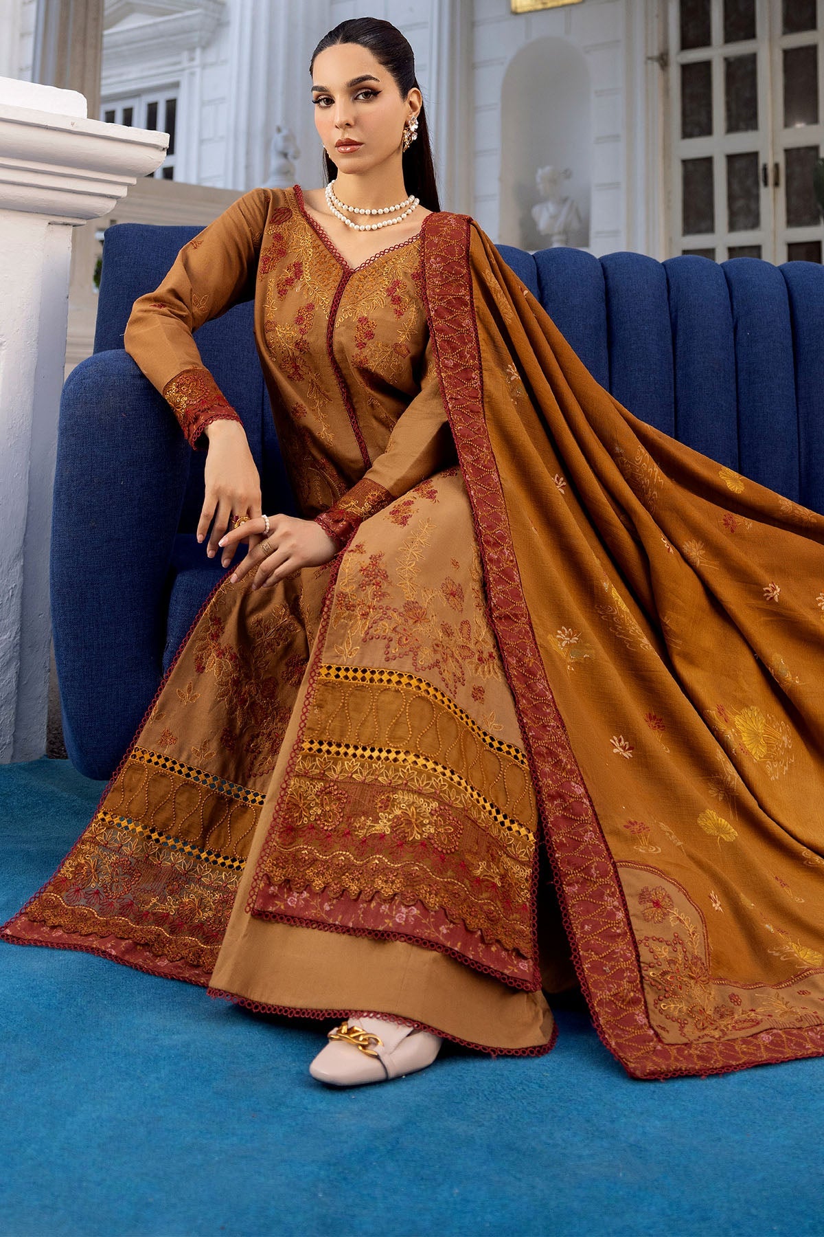 4998-BAZIF EMBROIDERED KARANDI STITCHED