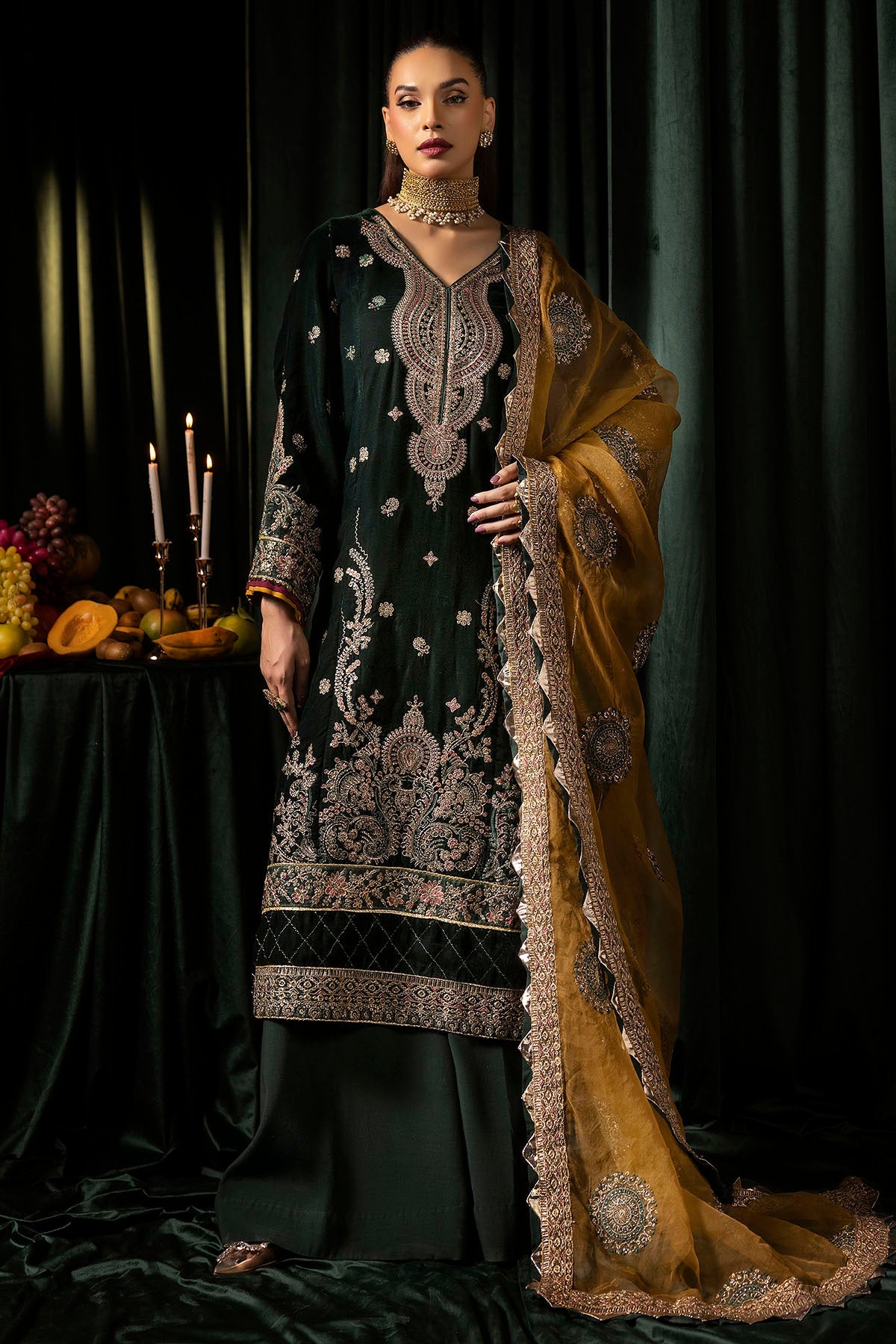 5094-YUMNA EMBROIDERED VELVET UNSTITCHED