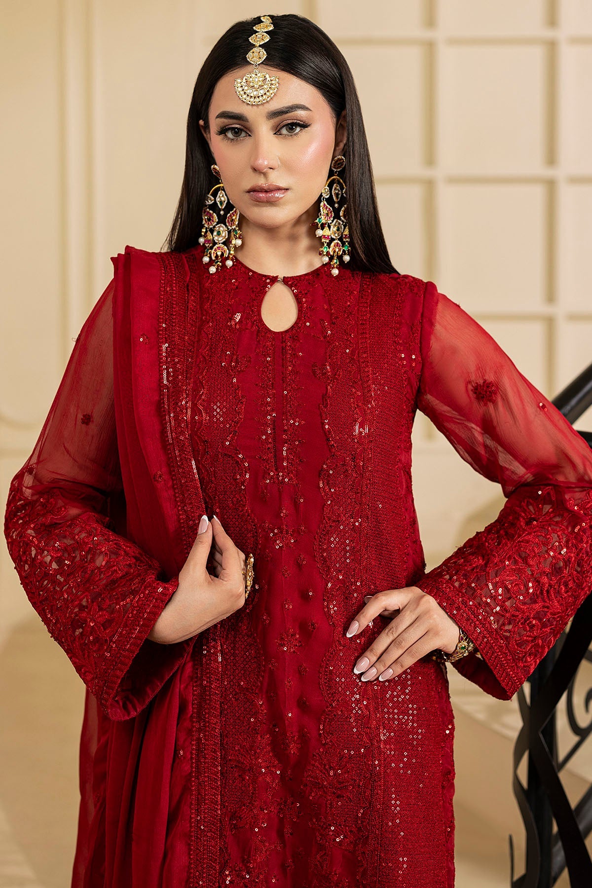 5133-ARIA EMBROIDERED CRINKLE CHIFFON STITCHED