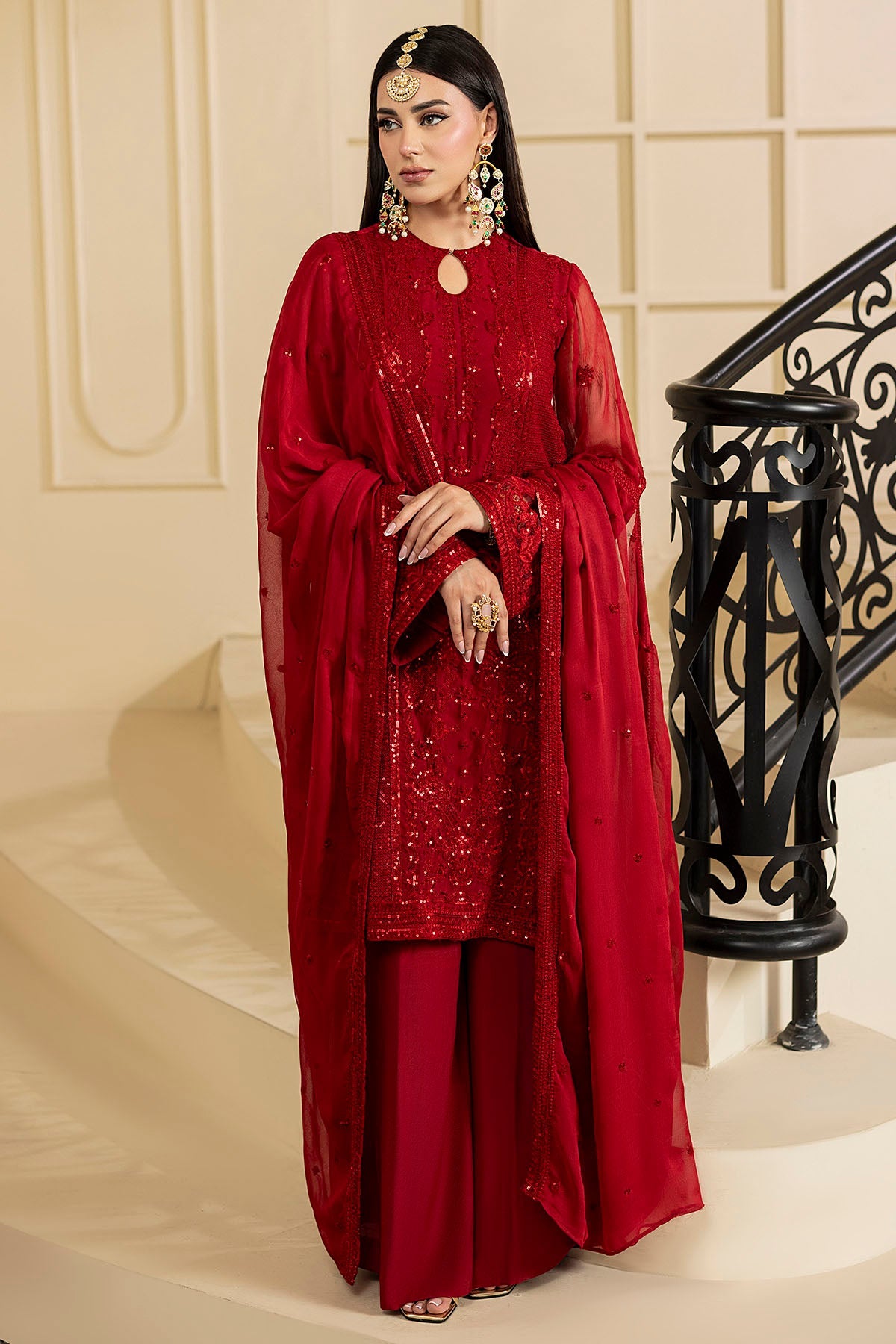 5133-ARIA EMBROIDERED CRINKLE CHIFFON STITCHED