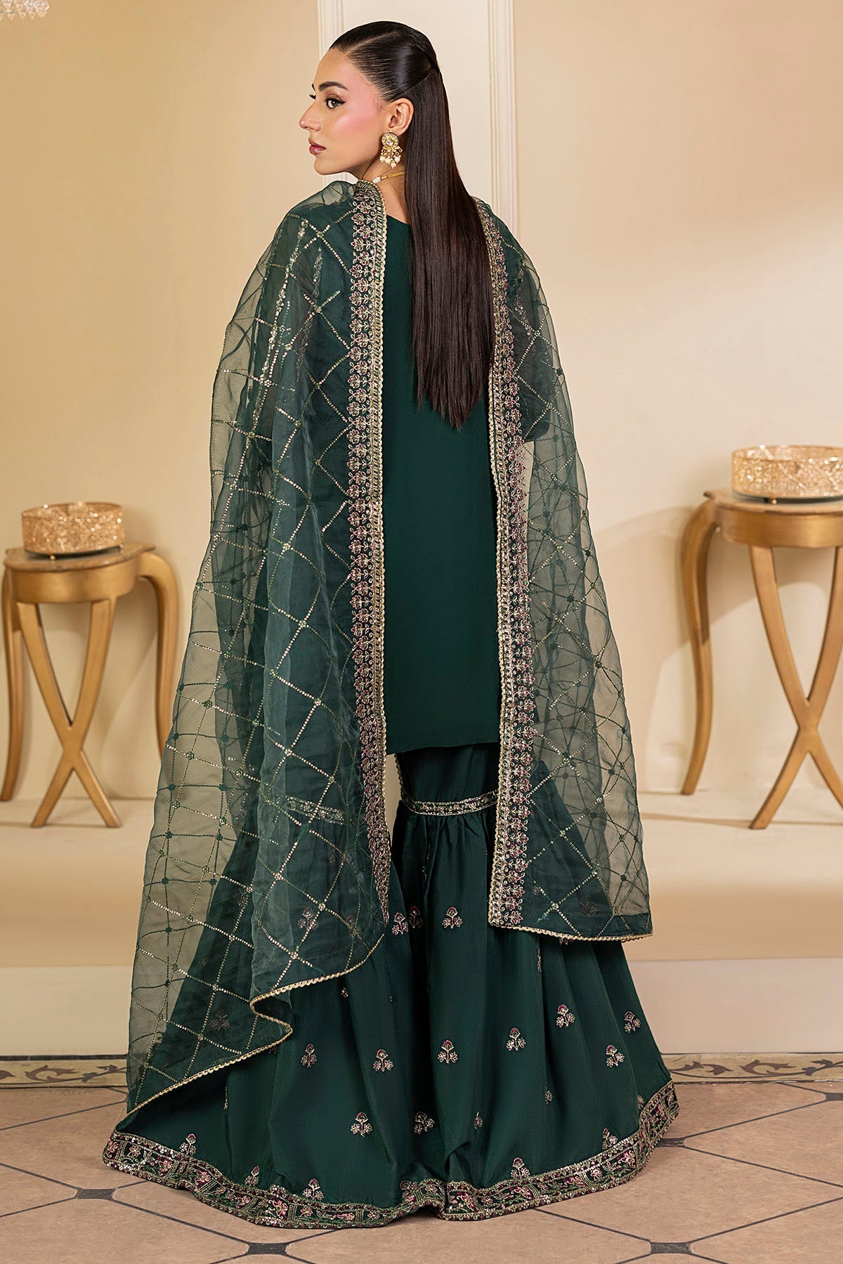5135-JADE EMBROIDERED CRINKLE CHIFFON STITCHED