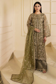 5137-GREEN EMBROIDERED ORGANZA UNSTITCHED