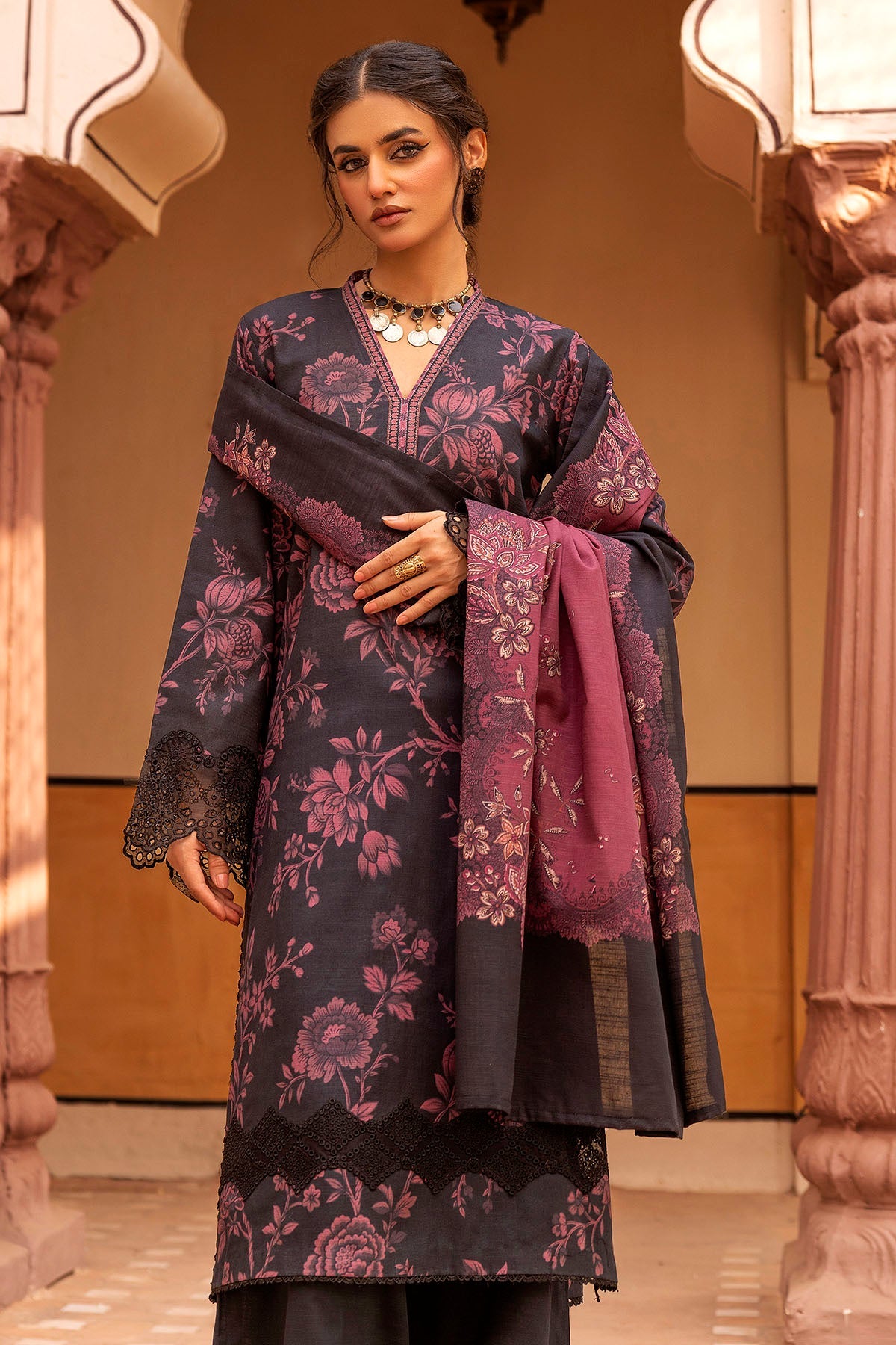 5207-NURA EMBROIDERED KHADDAR UNSTITCHED