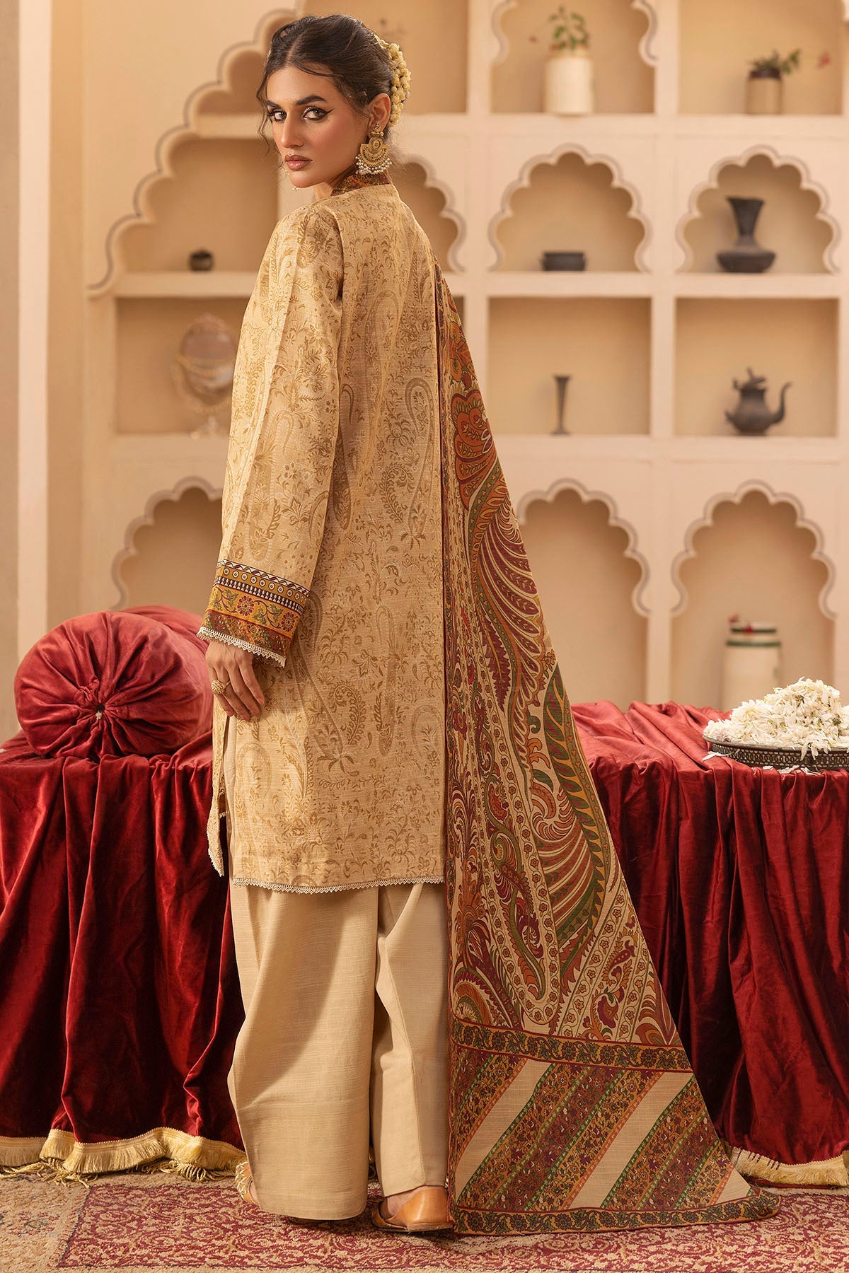 5208-MEHER EMBROIDERED KHADDAR UNSTITCHED