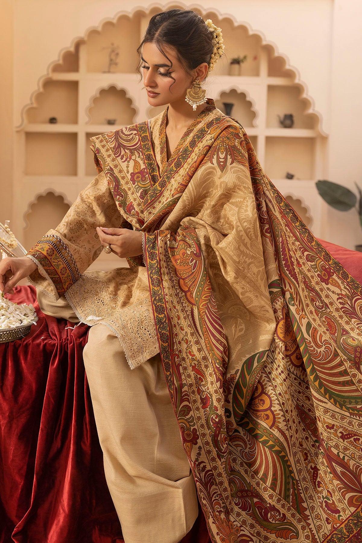 5208-MEHER EMBROIDERED KHADDAR UNSTITCHED