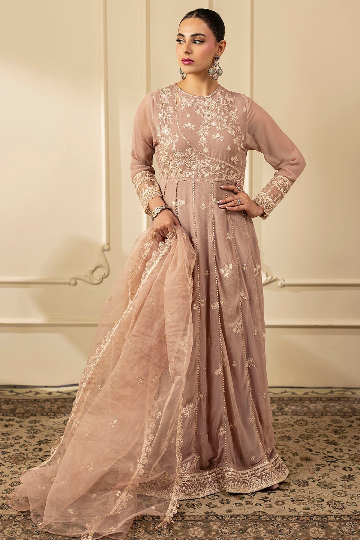 5251-ELOISE EMBROIDERED CRINKLE CHIFFON STITCHED