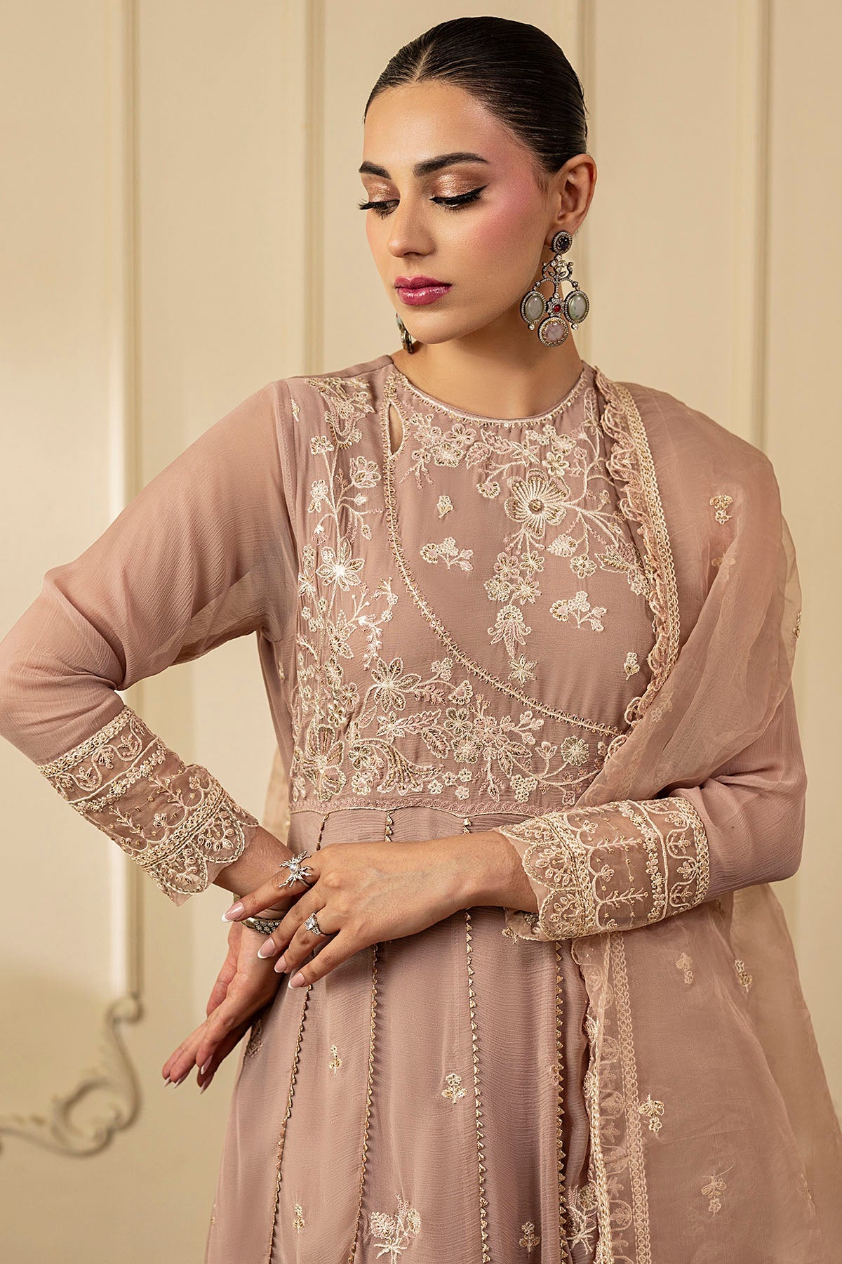 5251-ELOISE EMBROIDERED CRINKLE CHIFFON STITCHED