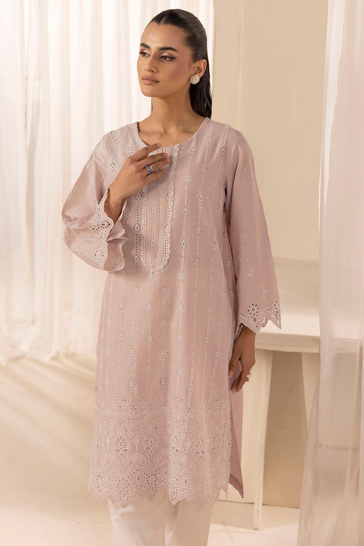 5280-TURQVOISE EMBROIDERED CAMBRIC STITCHED