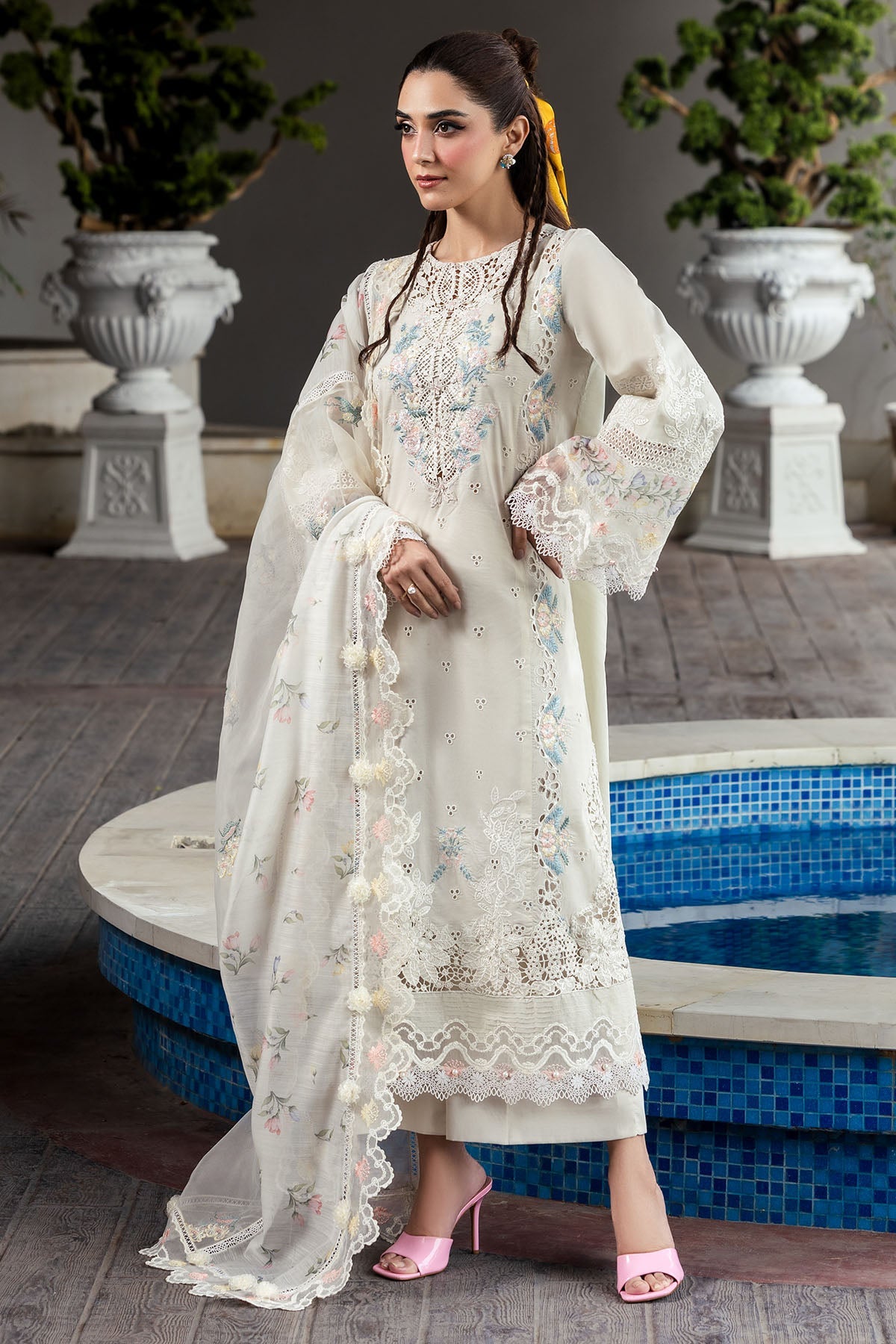 5319-MARCELINE EMBROIDERED LAWN STITCHED