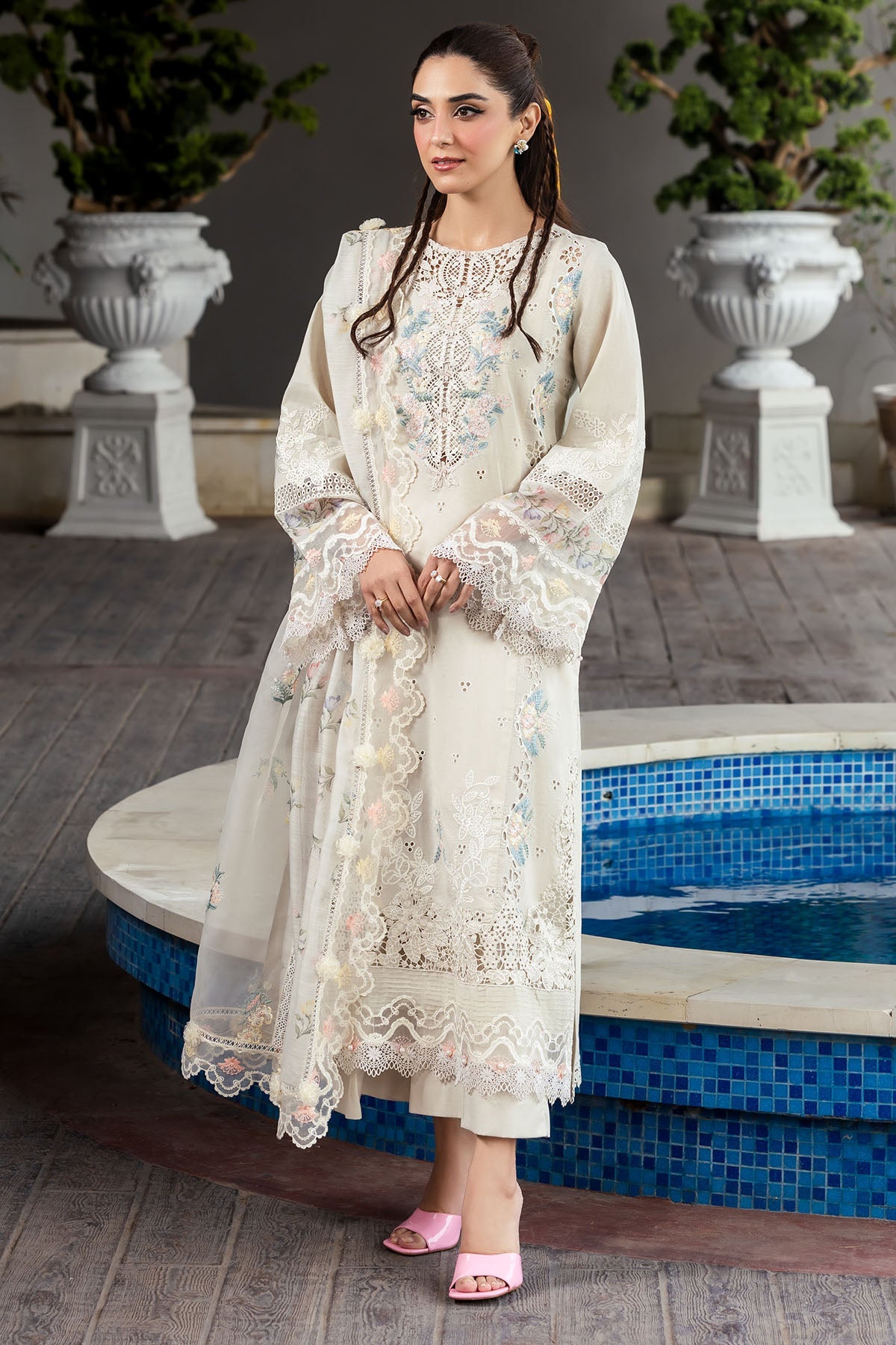 5319-MARCELINE EMBROIDERED LAWN STITCHED