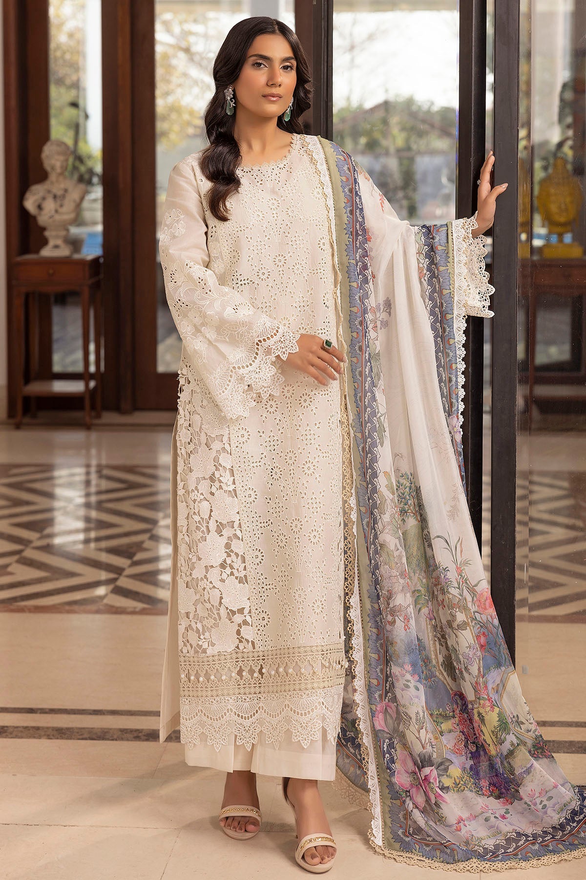 5324-SIDONIE EMBROIDERED LAWN STITCHED