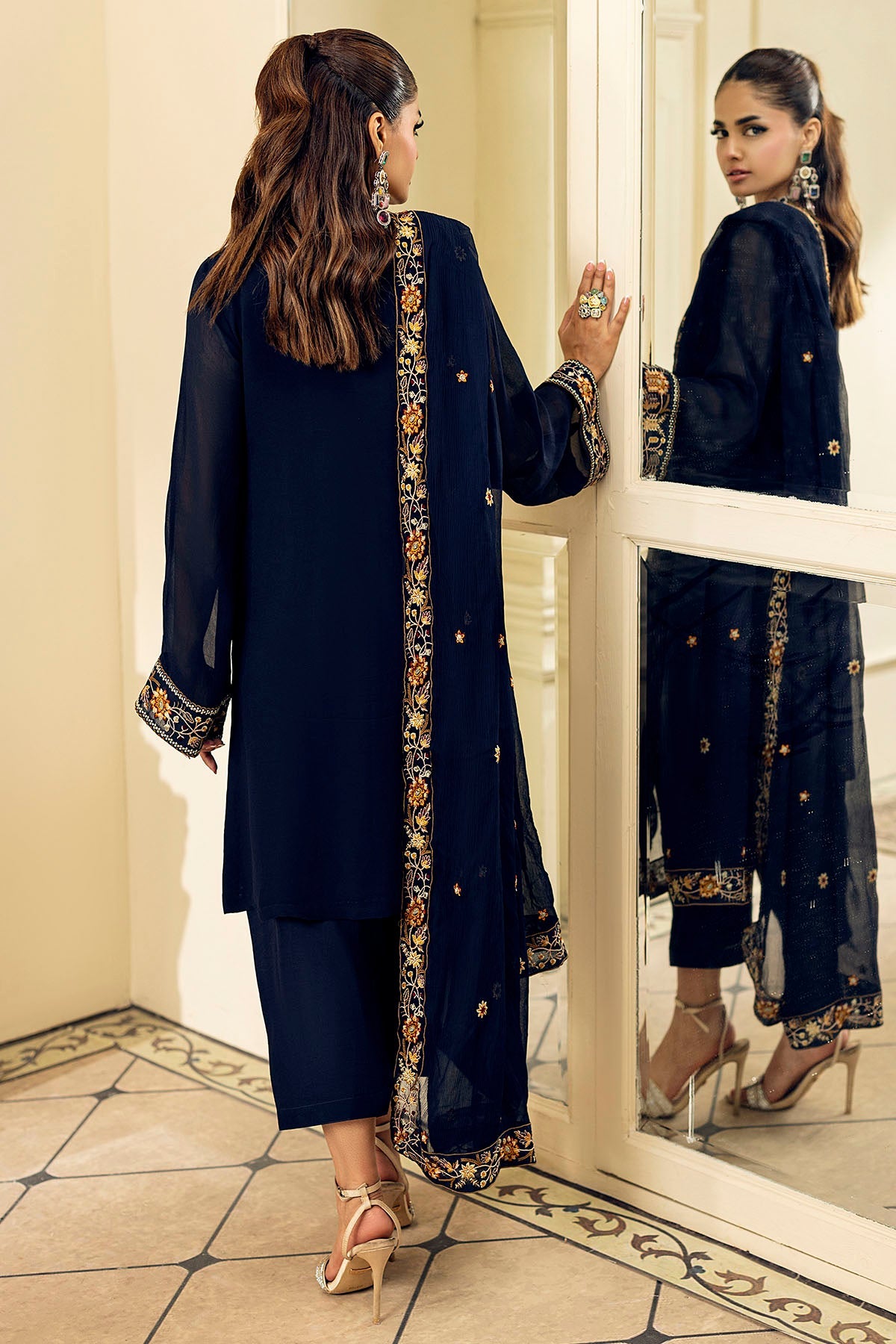 5340-VALERIA EMBROIDERED CHIFFON STITCHED