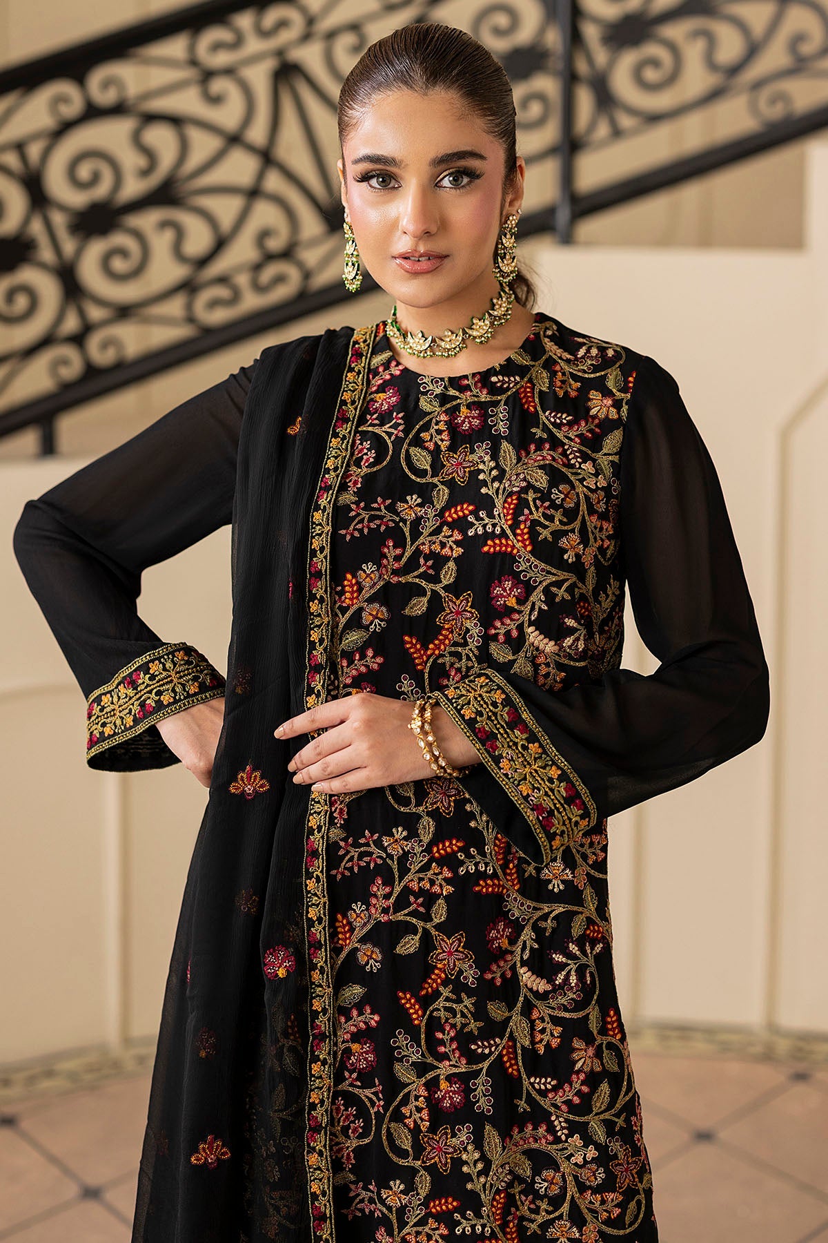 5351-REENA EMBROIDERED CHIFFON STITCHED
