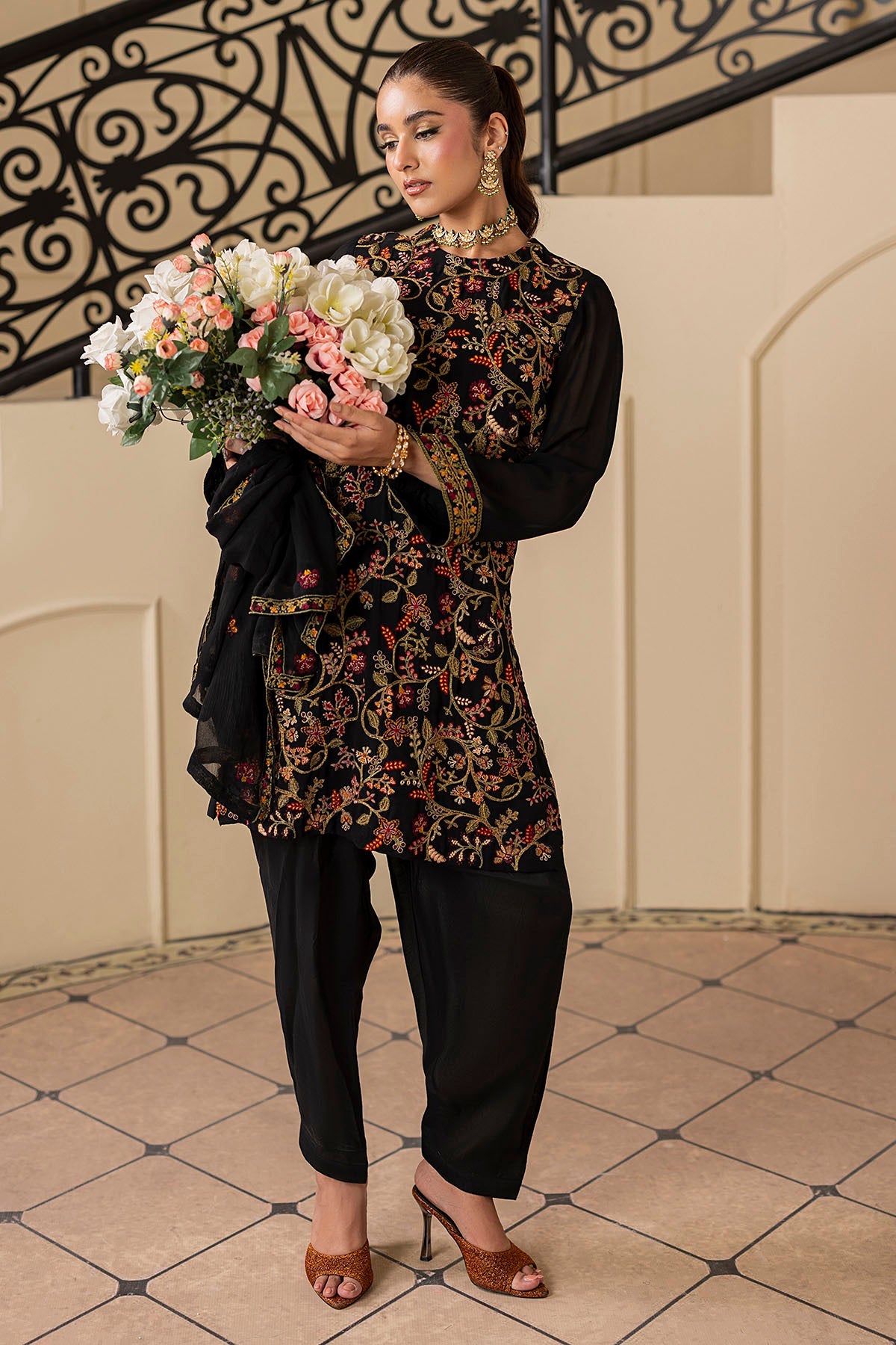 5351-REENA EMBROIDERED CHIFFON STITCHED
