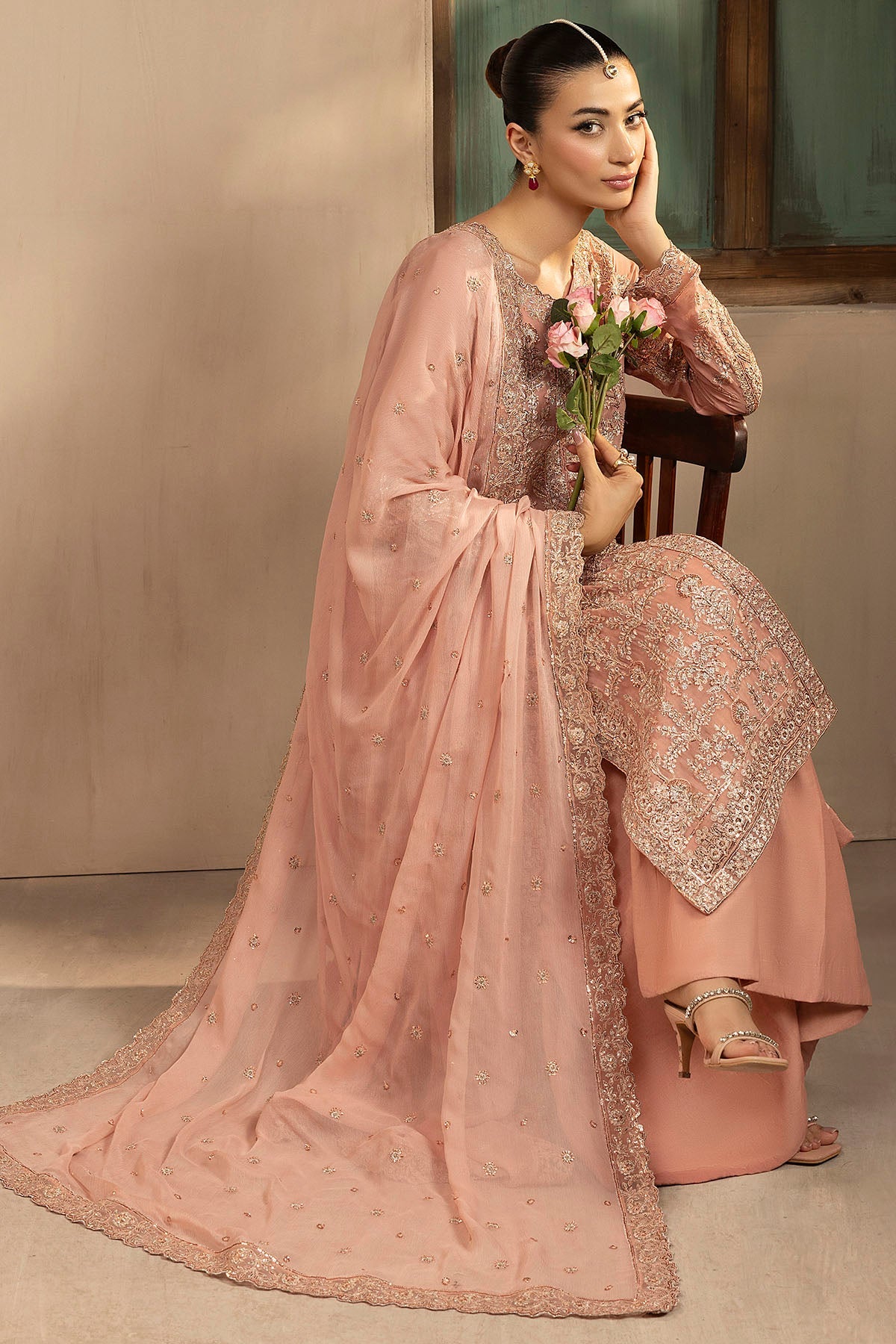 5576-PEARL EMBROIDERED CRINKLE CHIFFON UNSTITCHED