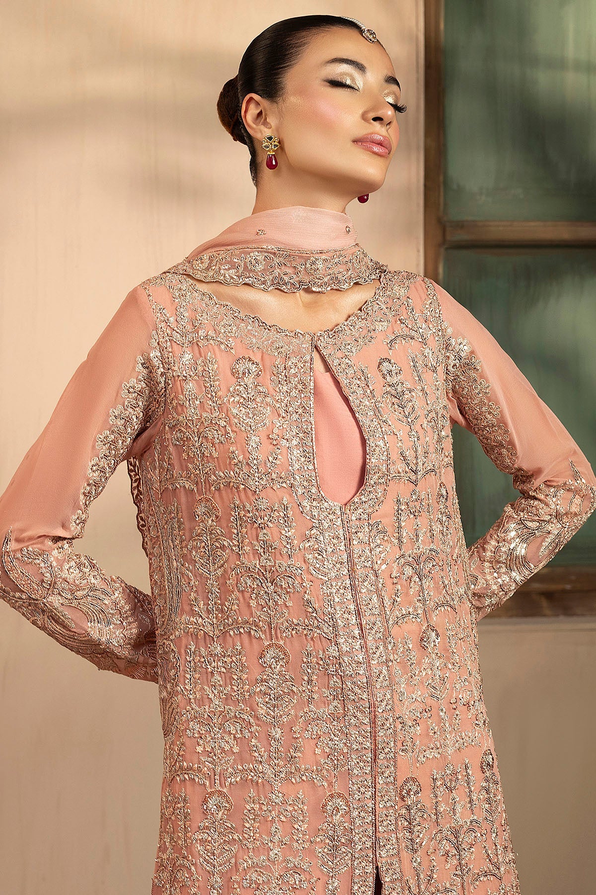 5576-PEARL EMBROIDERED CRINKLE CHIFFON UNSTITCHED
