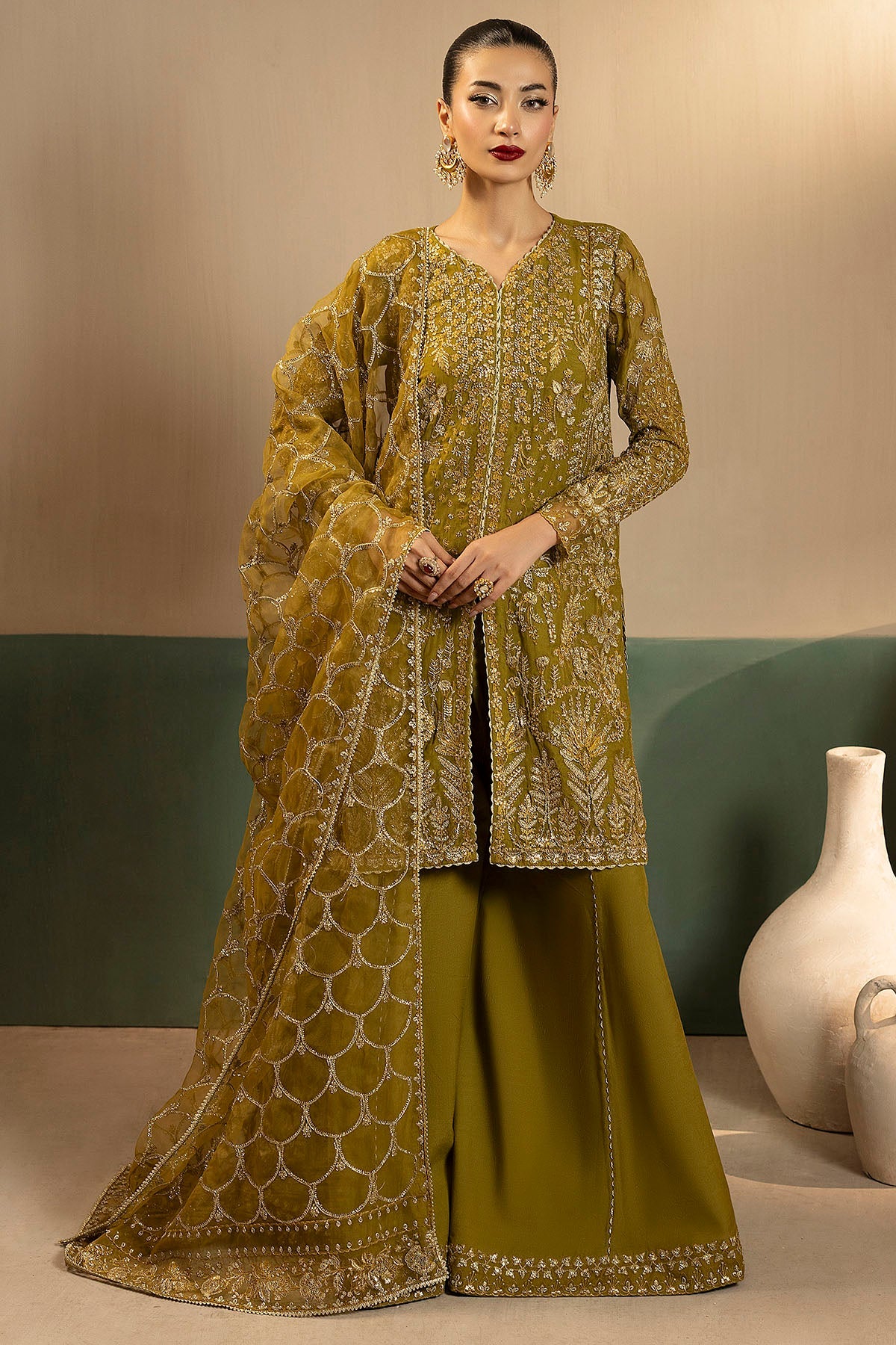 5577-ROMY EMBROIDERED CRINKLE CHIFFON UNSTITCHED