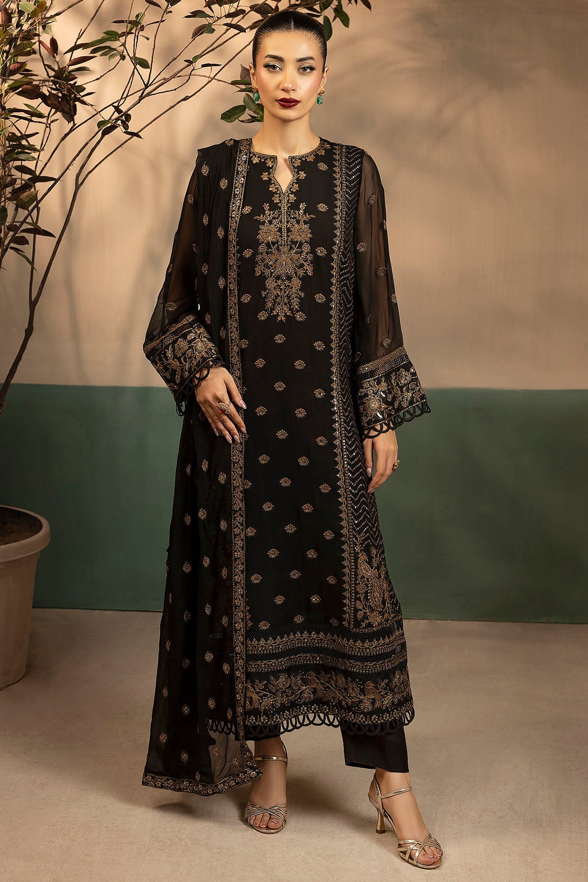 5579-VIOLA EMBROIDERED CRINKLE CHIFFON UNSTITCHED