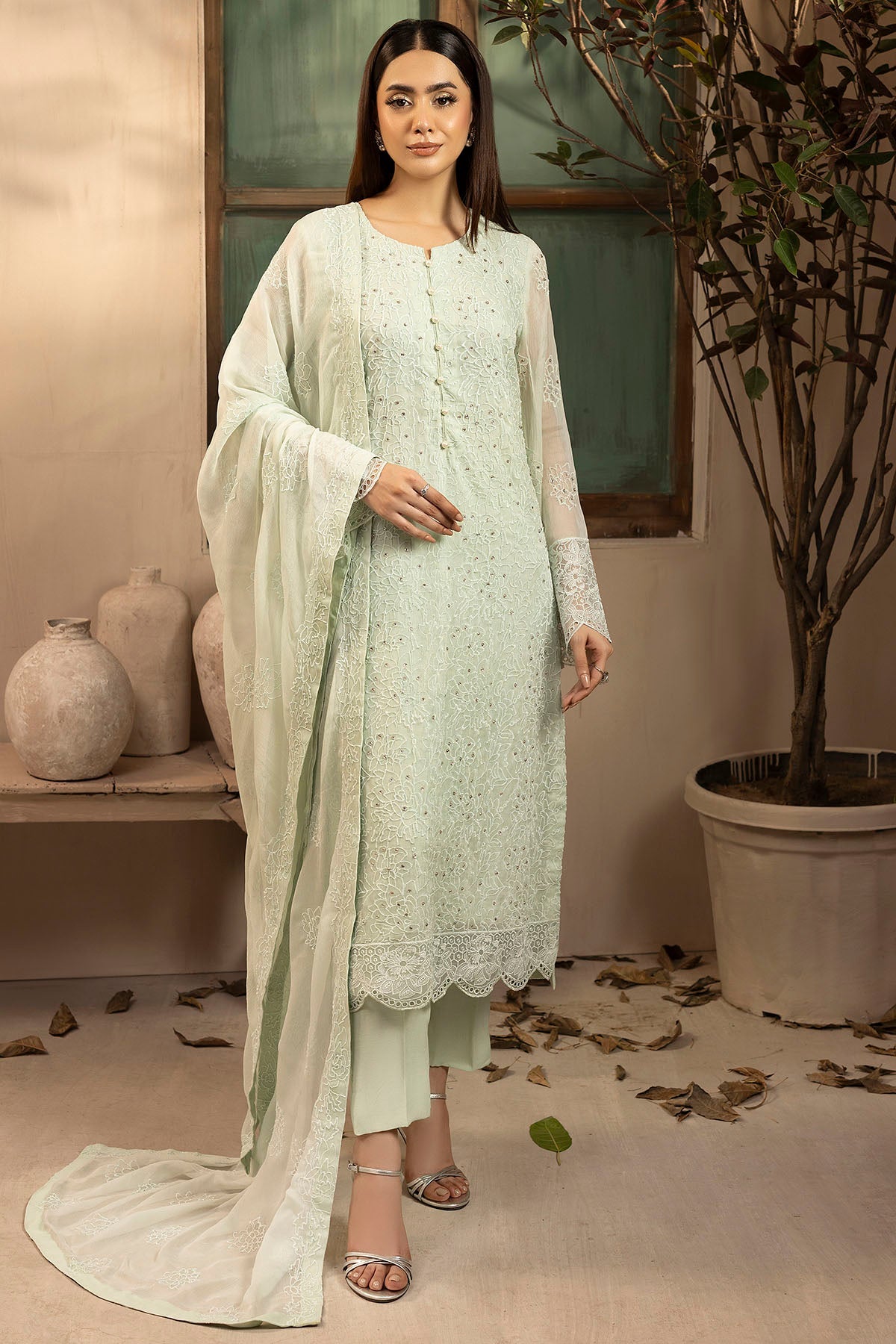 5646-HELENE EMBROIDERED CRINKLE CHIFFON UNSTITCHED