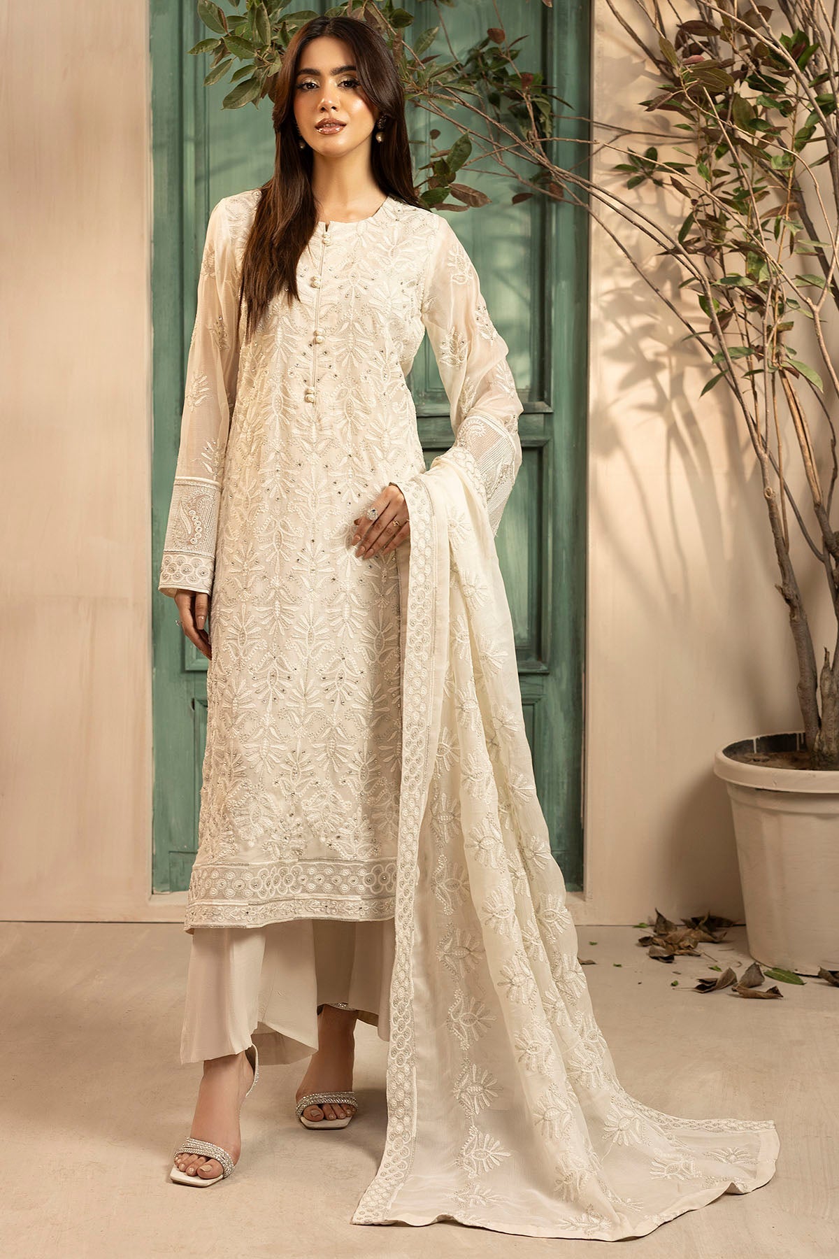 5647-FRAN EMBROIDERED CRINKLE CHIFFON UNSTITCHED