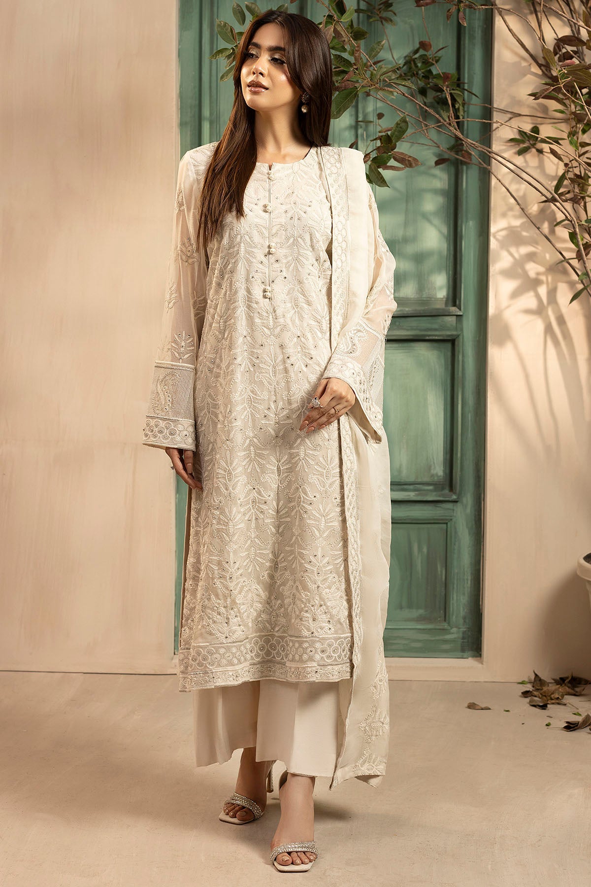 5647-FRAN EMBROIDERED CRINKLE CHIFFON UNSTITCHED